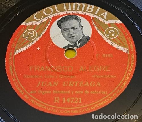 Discos de pizarra: Pizarra 78rpm 10&rdquo;. Columbia R14721. Juan Urteaga con organo Hammond. Francisco Alegre / Maria Amparo