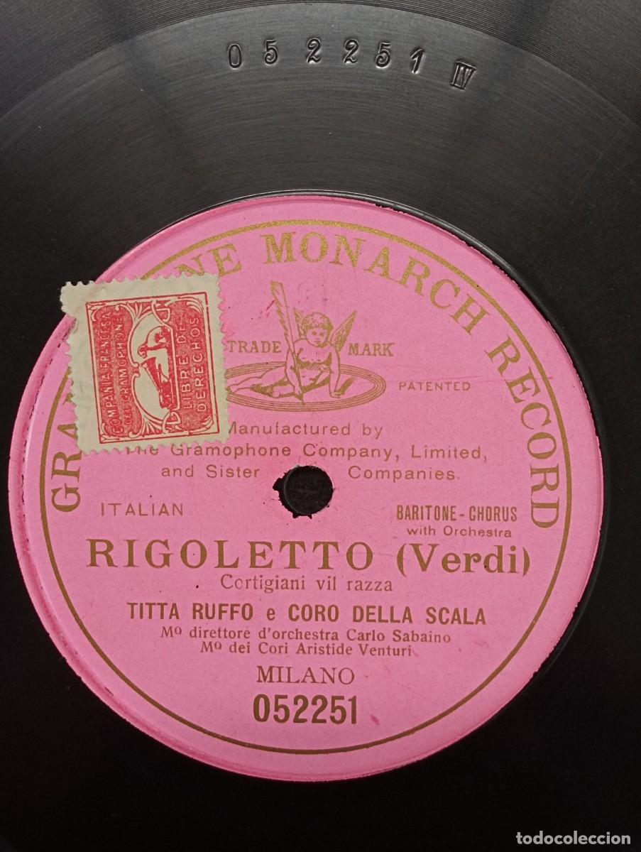 Discos de pizarra: Rigoletto (Cortigiani vil razza). VERDI. A&ntilde;os 20.