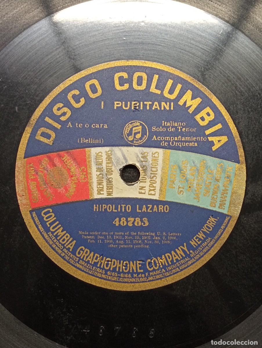 Discos de pizarra: I Puritani (A te o cara). BELLINI. H. L&aacute;zaro. Disco Columbia. A&ntilde;os 20.