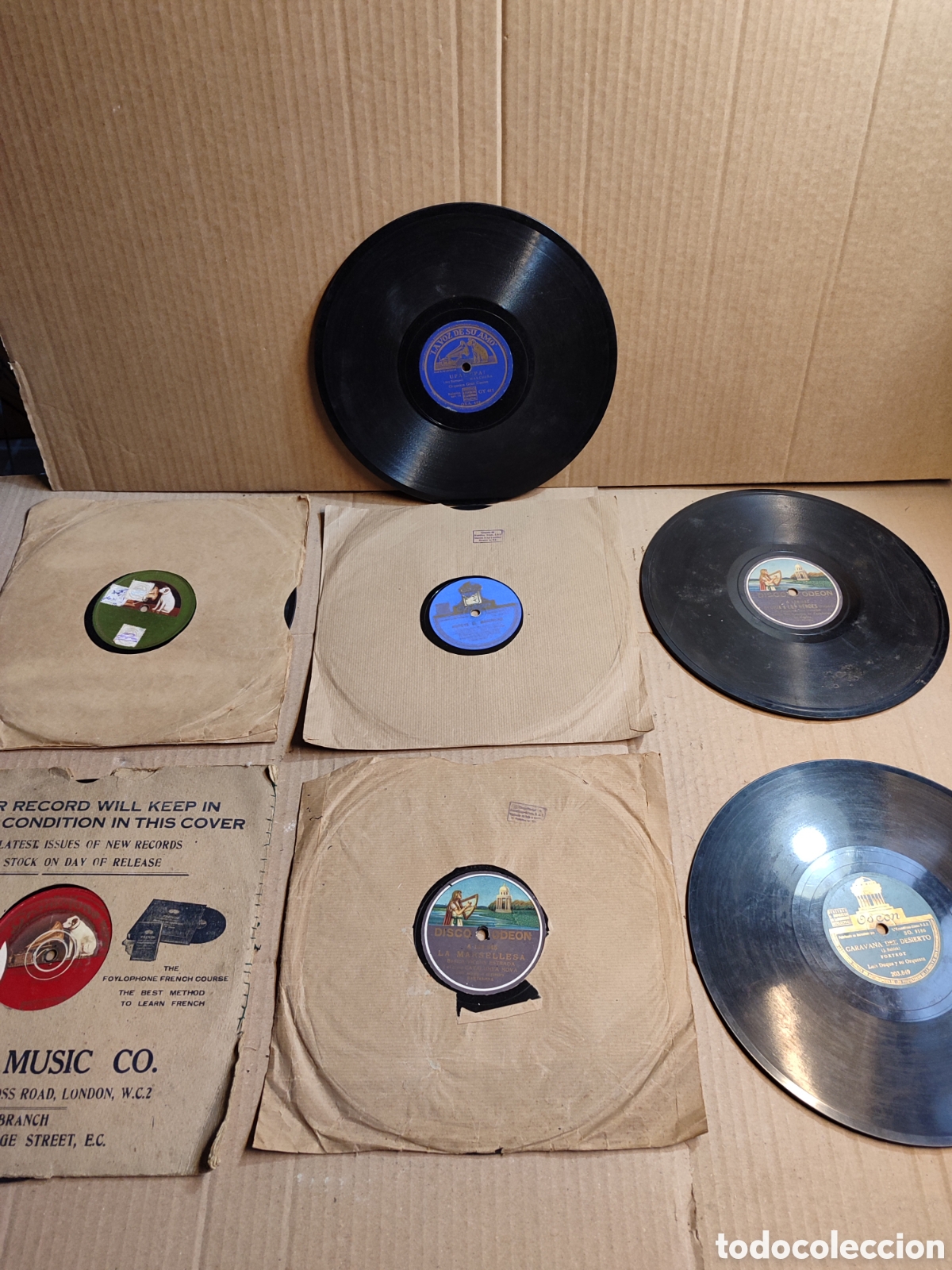 Discos de pizarra: Lote discos de pizarra peque&ntilde;os (25cm),disco gram&oacute;fono,Odeon,la voz de su amo