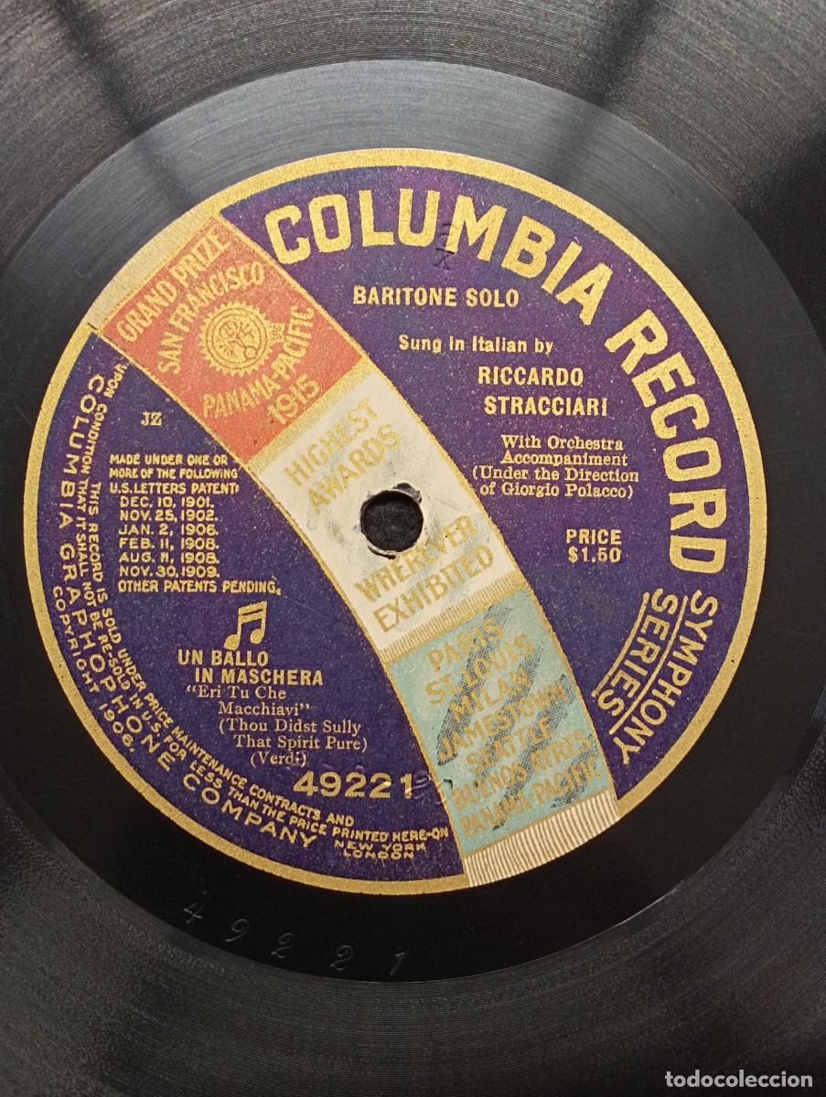 Discos de pizarra: Baile de m&aacute;scaras. VERDI. Stracciari. Columbia Record. A&ntilde;os 20. - Foto 1