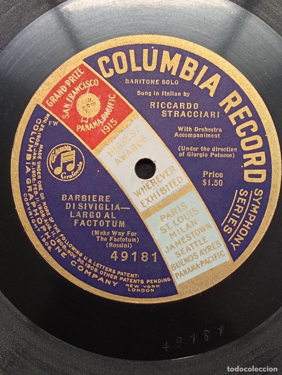 Discos de pizarra: El Barbero de Sevilla. ROSSINI. Stracciari. Columbia Record. A&ntilde;os 20.