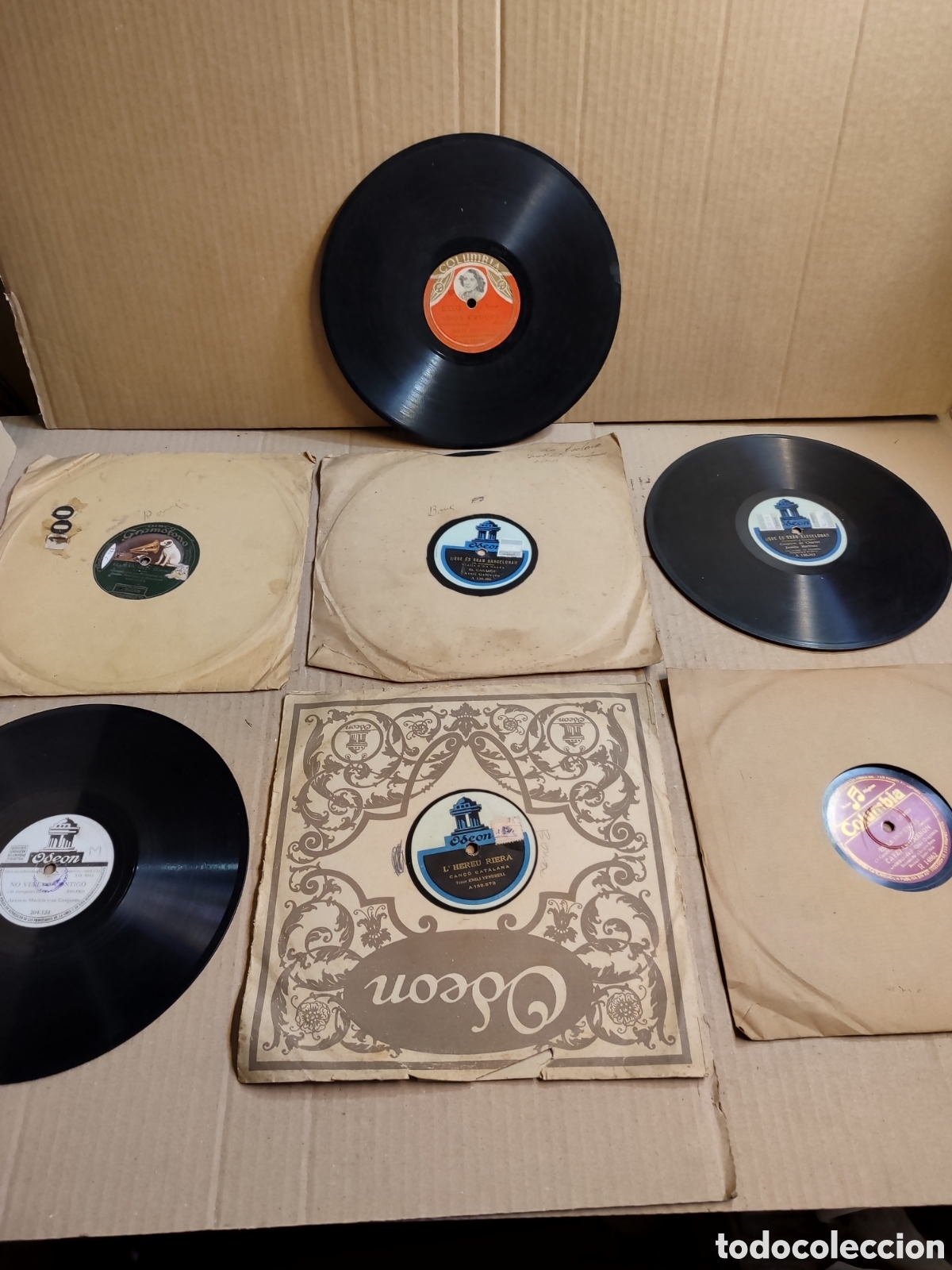 Discos de pizarra: Lote discos de pizarra peque&ntilde;os (25cm),disco gram&oacute;fono,Columbia,Odeon.