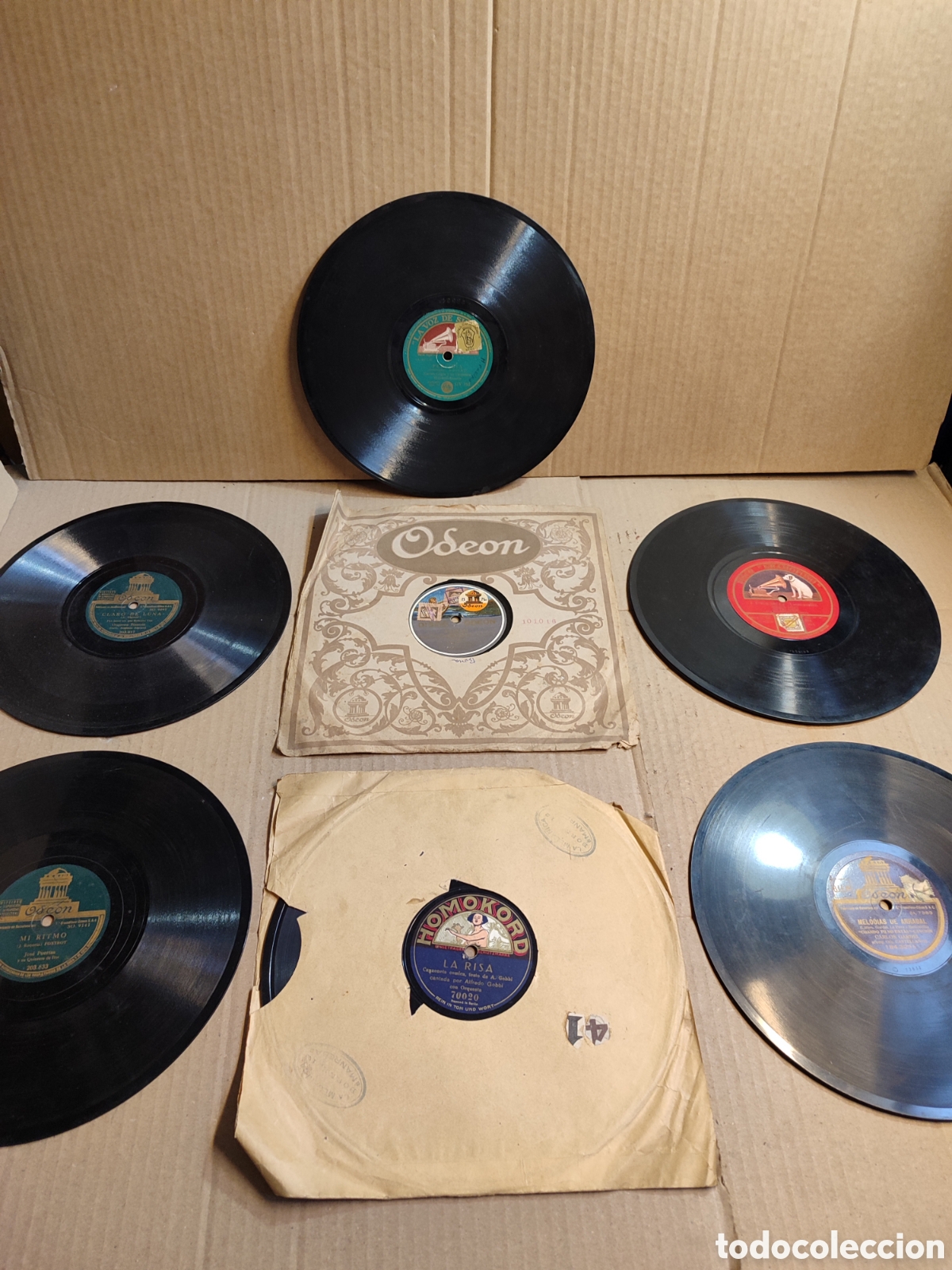 Discos de pizarra: Lote discos de pizarra peque&ntilde;os (25cm),Homophon Company Homkord,Odeon,gram&oacute;fono,la voz de su amo