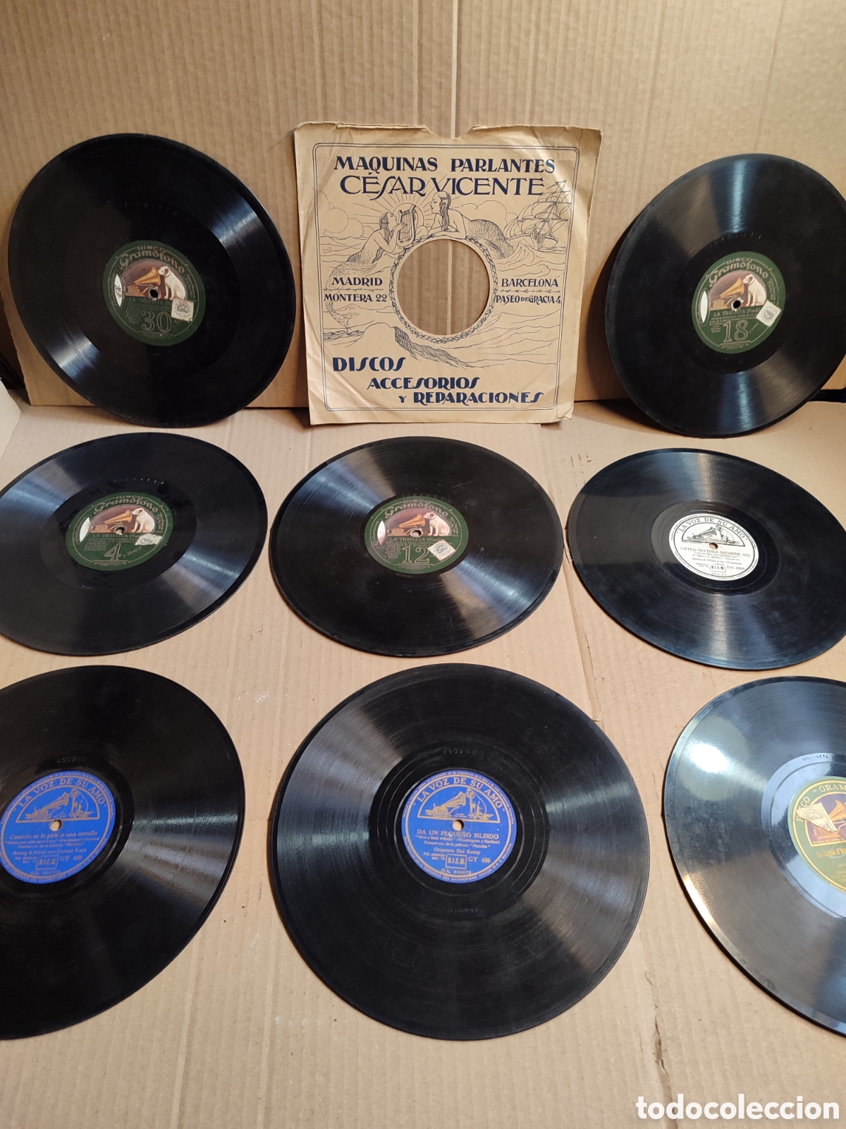 Discos de pizarra: Lote discos de pizarra peque&ntilde;os (25cm),disco gram&oacute;fono,la voz de su amo