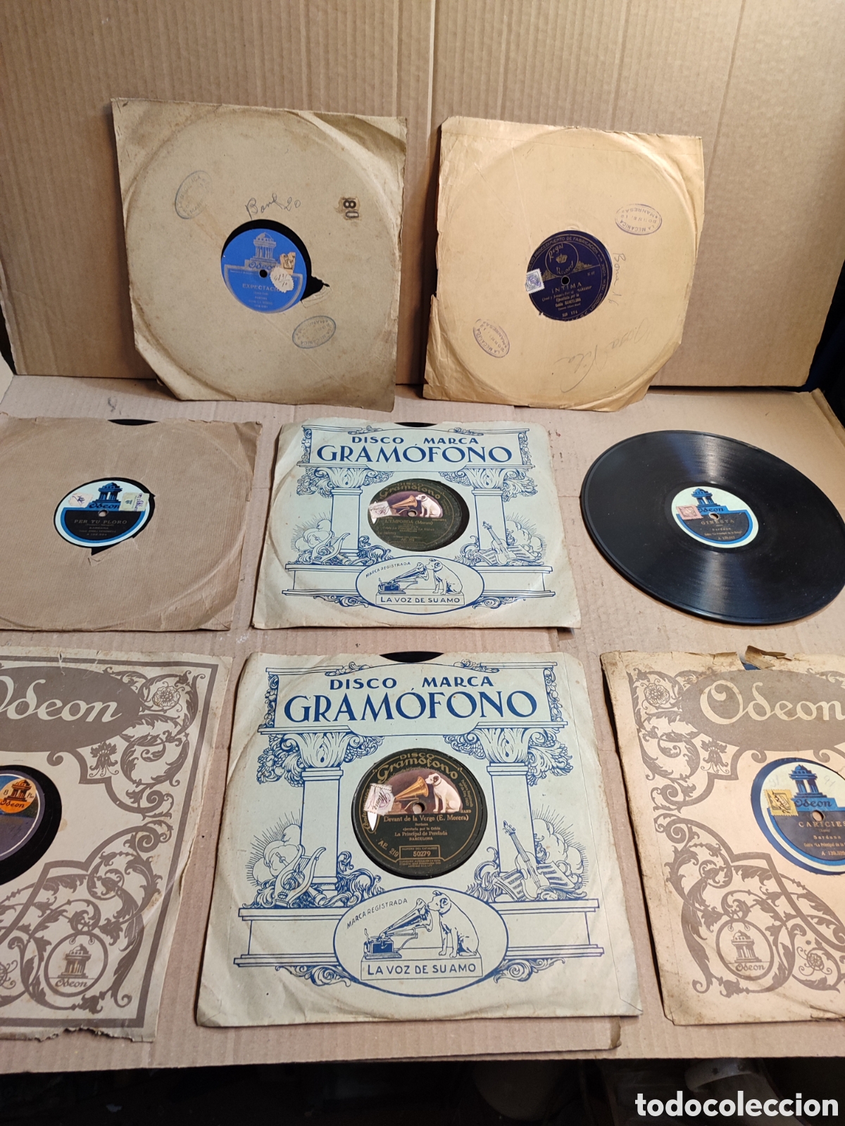 Discos de pizarra: Lote discos de pizarra peque&ntilde;os (25cm),disco gram&oacute;fono,Odeon,Regal.sardana