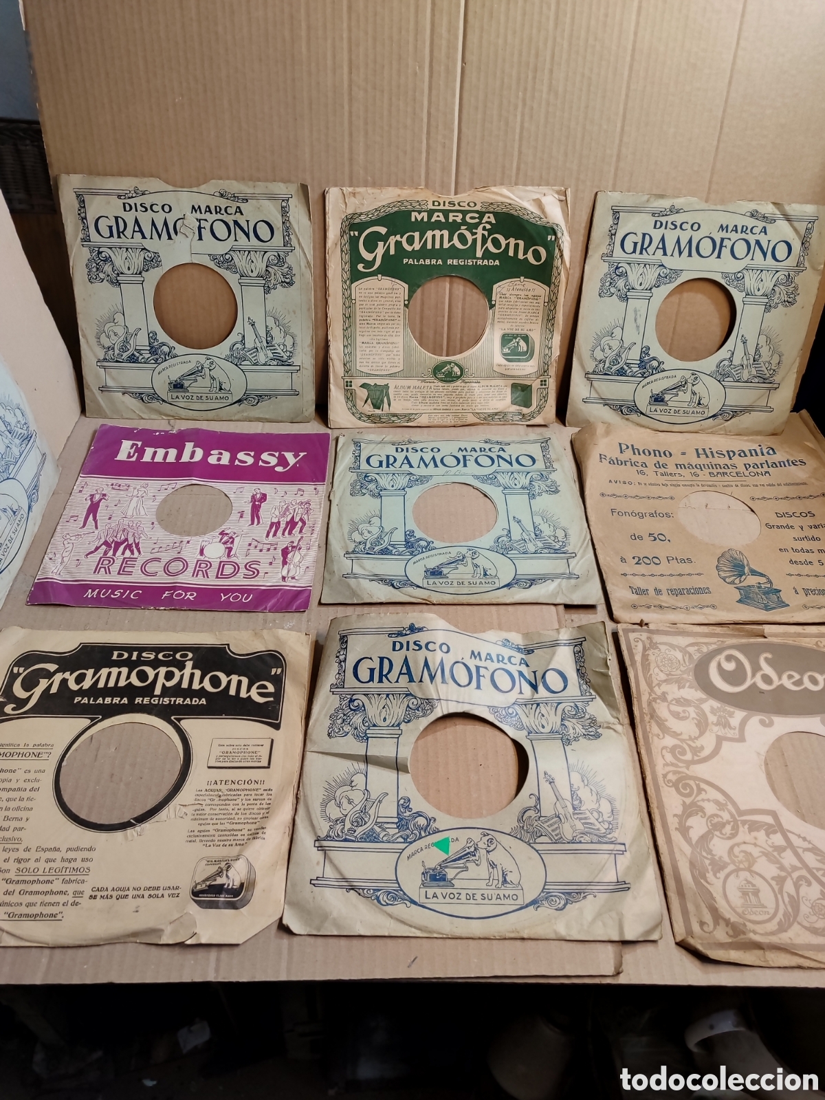 Discos de pizarra: Antiguas fundas de papel para discos de pizarra peque&ntilde;os (8 d 25cm 2 d 27cm).fundas discos gramofono