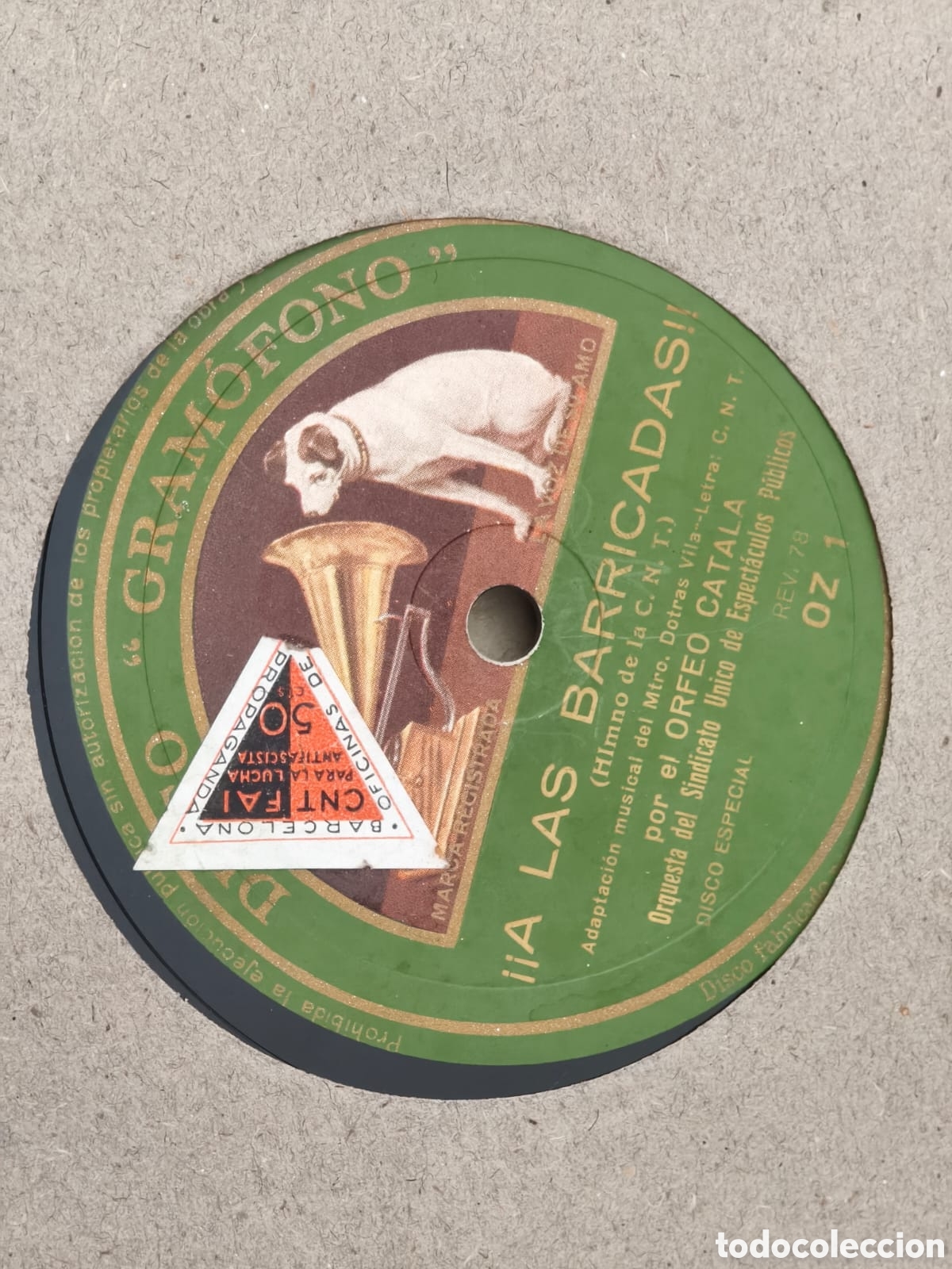 Discos de pizarra: Disco Pizarra A LAS BARRICADAS / HIJOS DEL PUEBLO