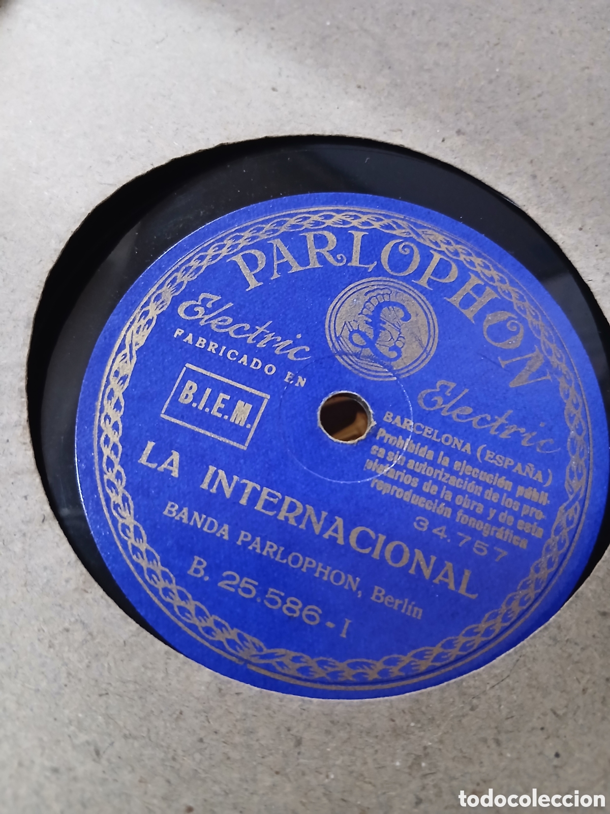 Discos de pizarra: Disco Pizarra Marcha Socialista / La internacional - Foto 1