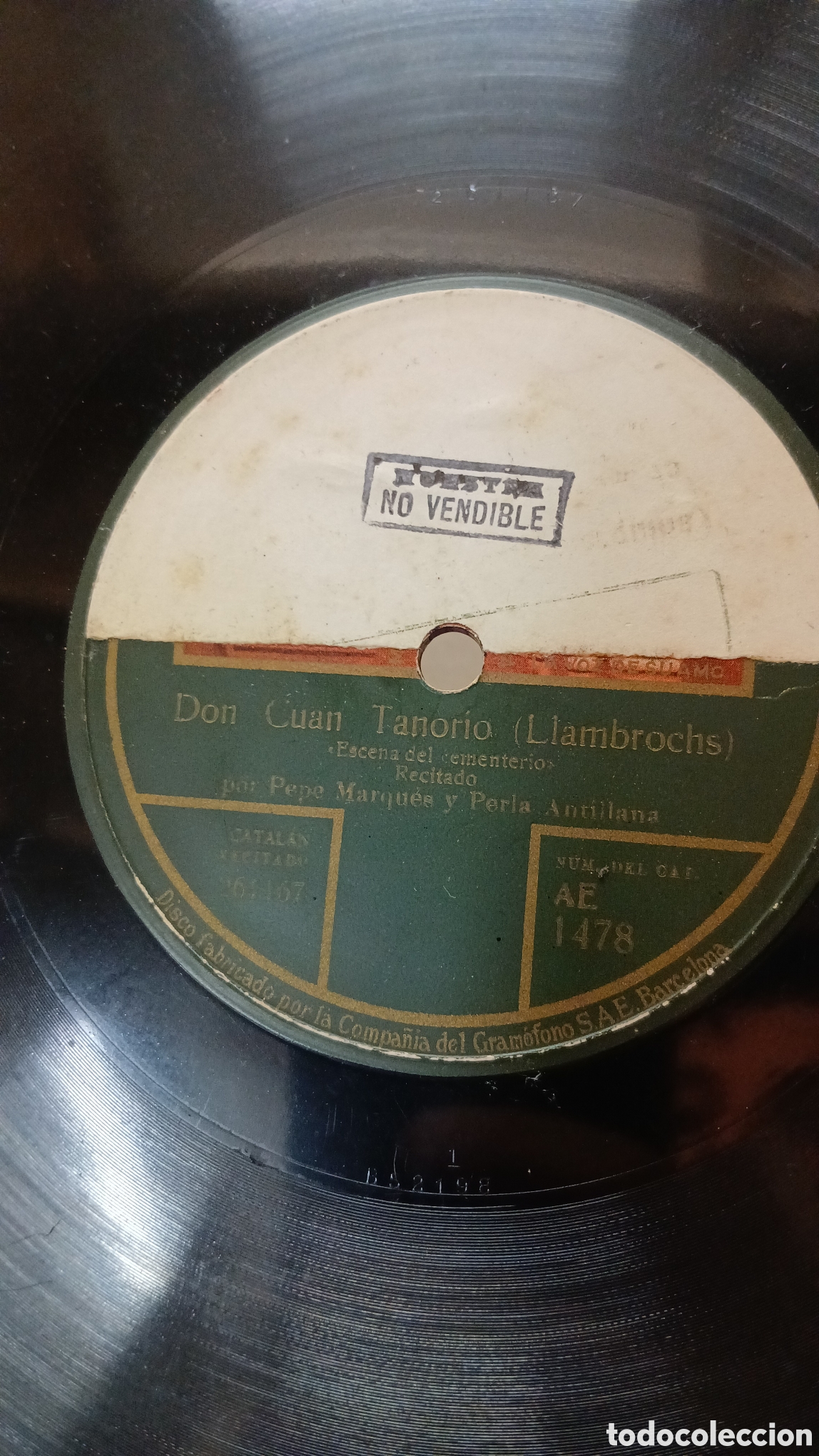 Discos de pizarra: Disco Pepe Marqu&eacute;s Recitado Don Cuan Tenorio