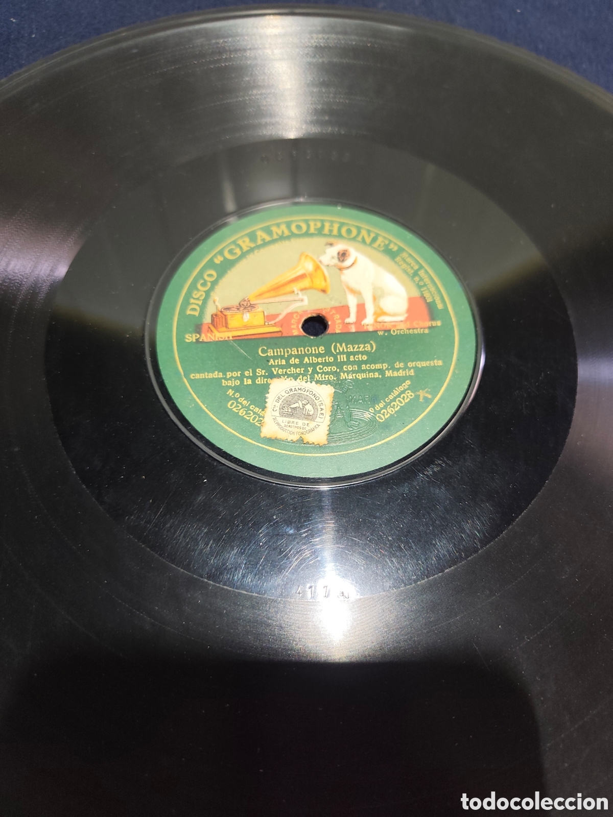 Discos de pizarra: Disco Pizarra 78 RPM Gramophone Concert Record - Zarzuela La Gran V&iacute;a (S. XX) Rareza