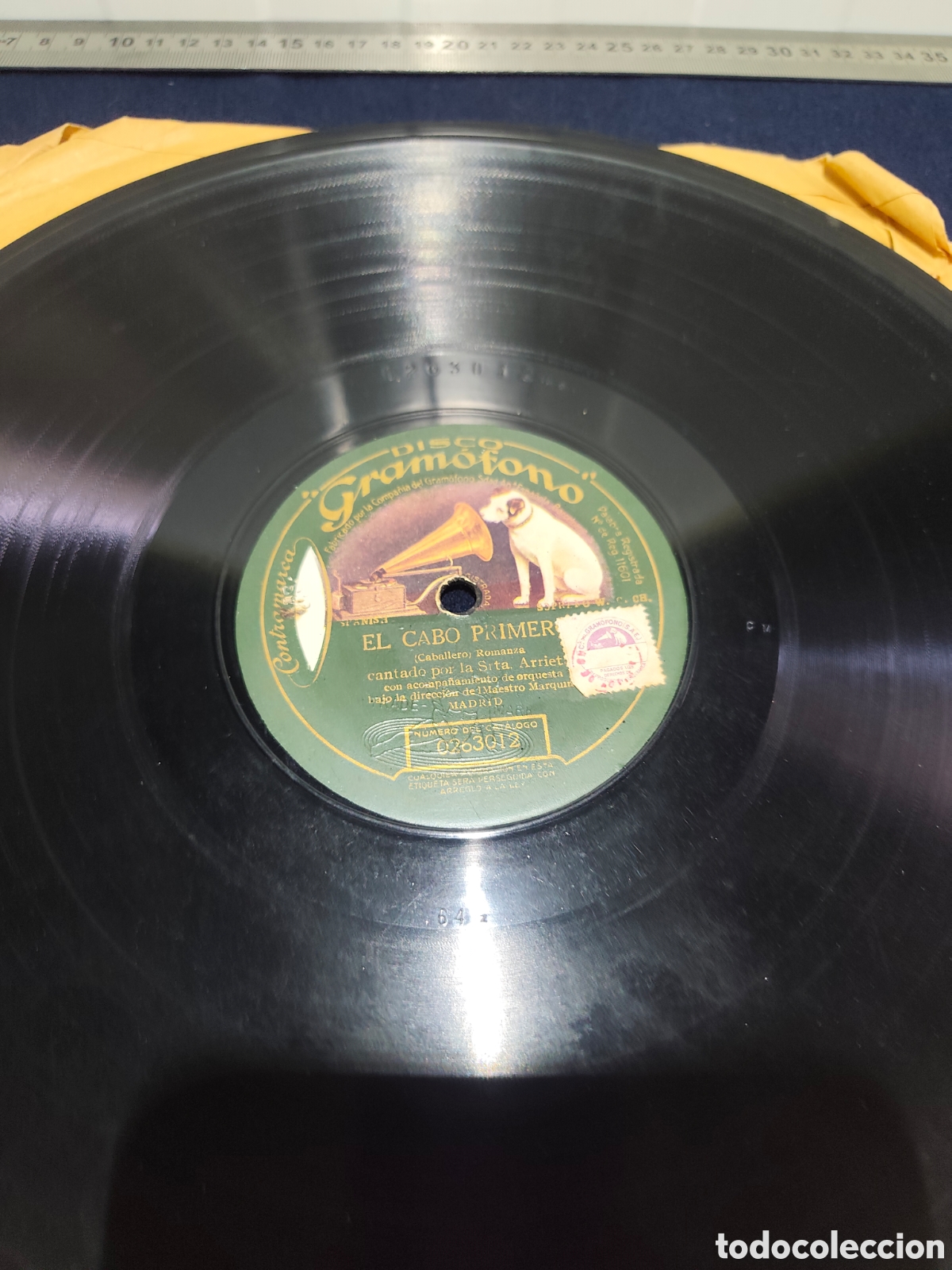 Discos de pizarra: Disco Pizarra 78 RPM La Voz de su Amo - &Oacute;pera La Traviata (Verdi) - Gram&oacute;fono Antiguo