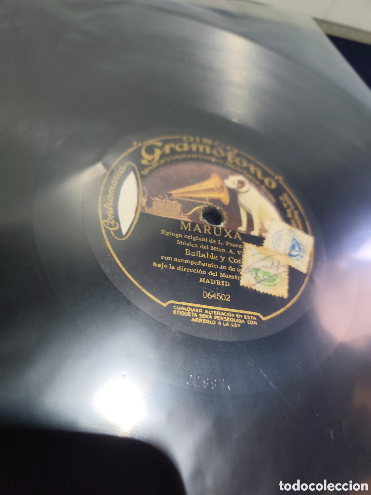 Discos de pizarra: Disco Pizarra 78 RPM La Voz de su Amo - Zarzuela El Rey que Rabi&oacute; (Ruperto Chap&iacute;)