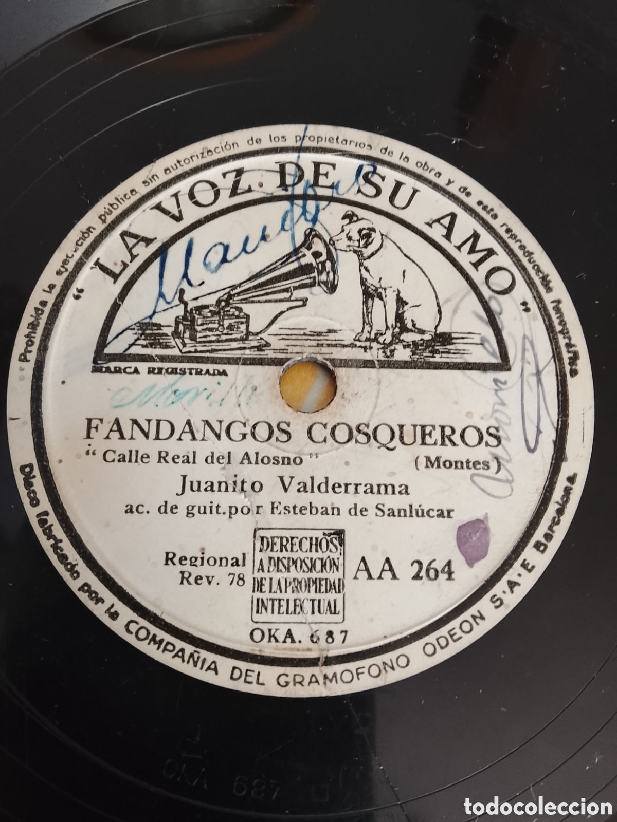 Discos de pizarra: Disco de pizarra malague&ntilde;a Juanito Valderrama