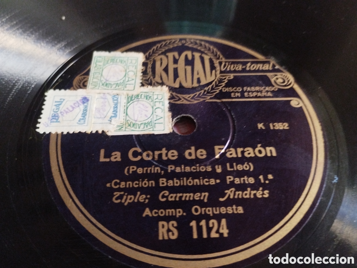 Discos para gramofone: La corte del Fara&oacute;n canci&oacute;n Babil&oacute;nica grabado Regal