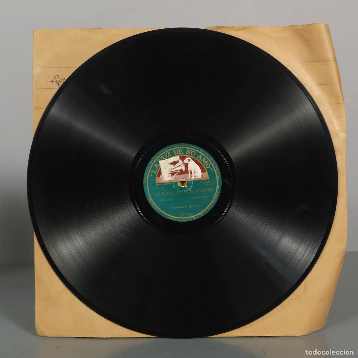 Discos de pizarra: DISCO DE PIZARRA. LA LEYENDA DEL BESO. LA BODA DE LUIS ALONSO. ORQUESTA HISPANICA.