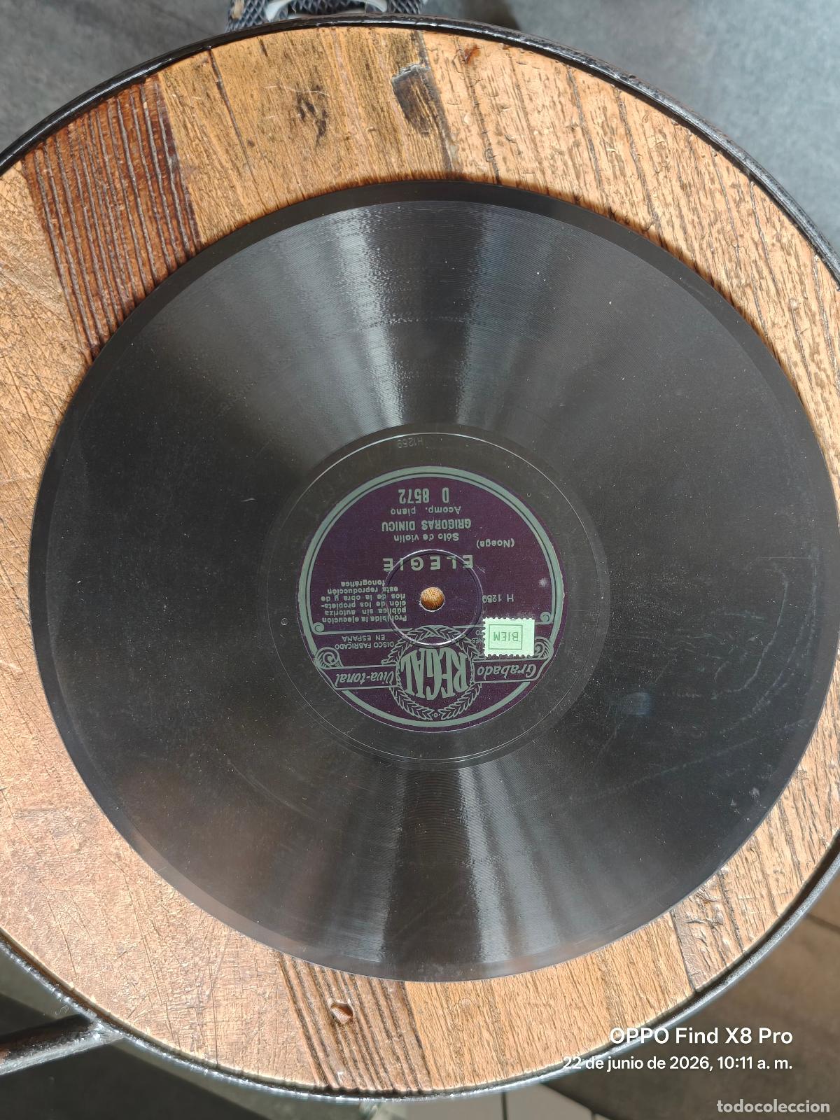 Discos de pizarra: Disco pizarra Elegie / Serenata de Toselli - Grigoras Dinicu violin
