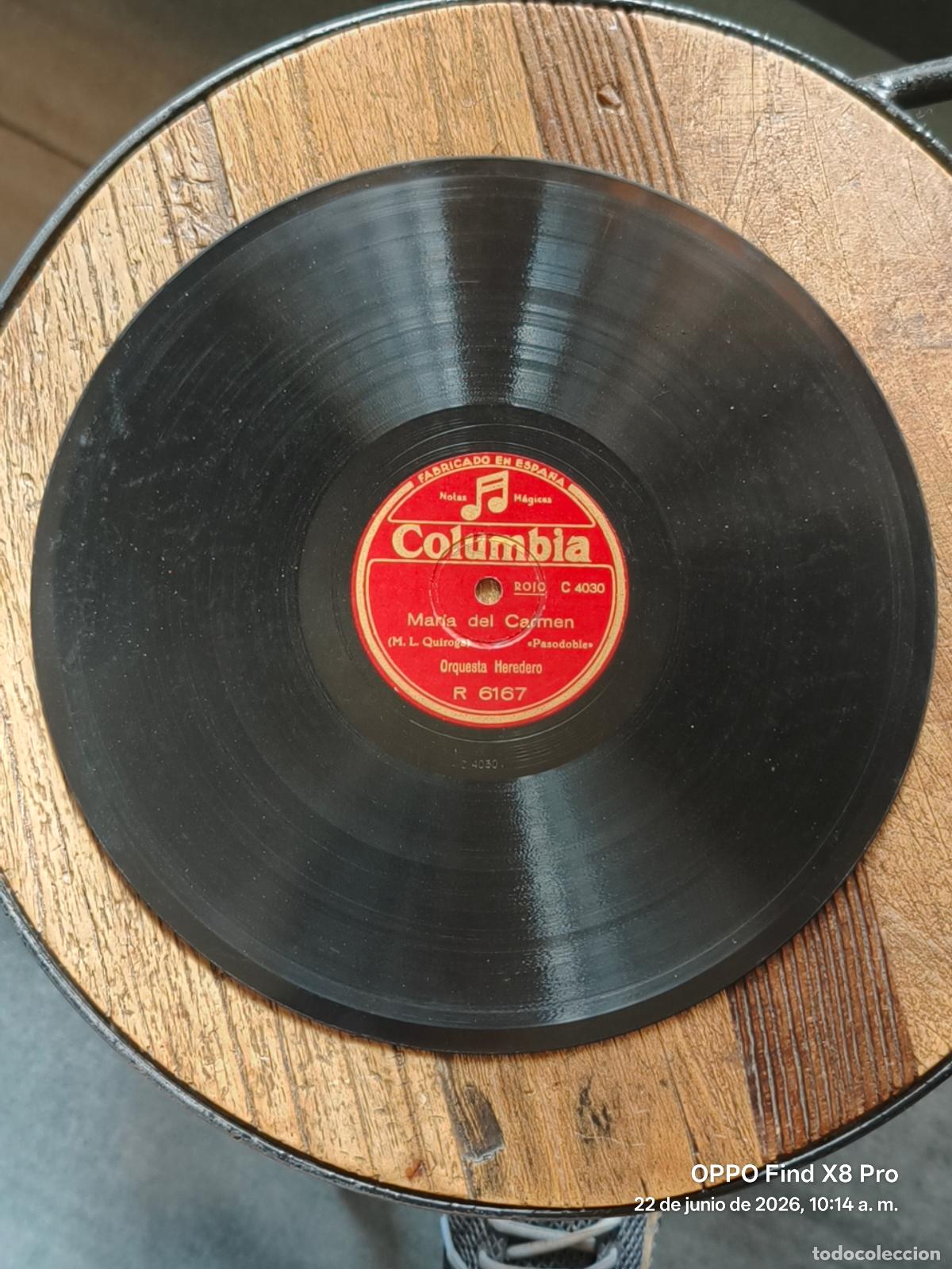Schellackplatten: Disco pizarra Maria del Carmen / Trinia pasodobles - Orq. Heredero