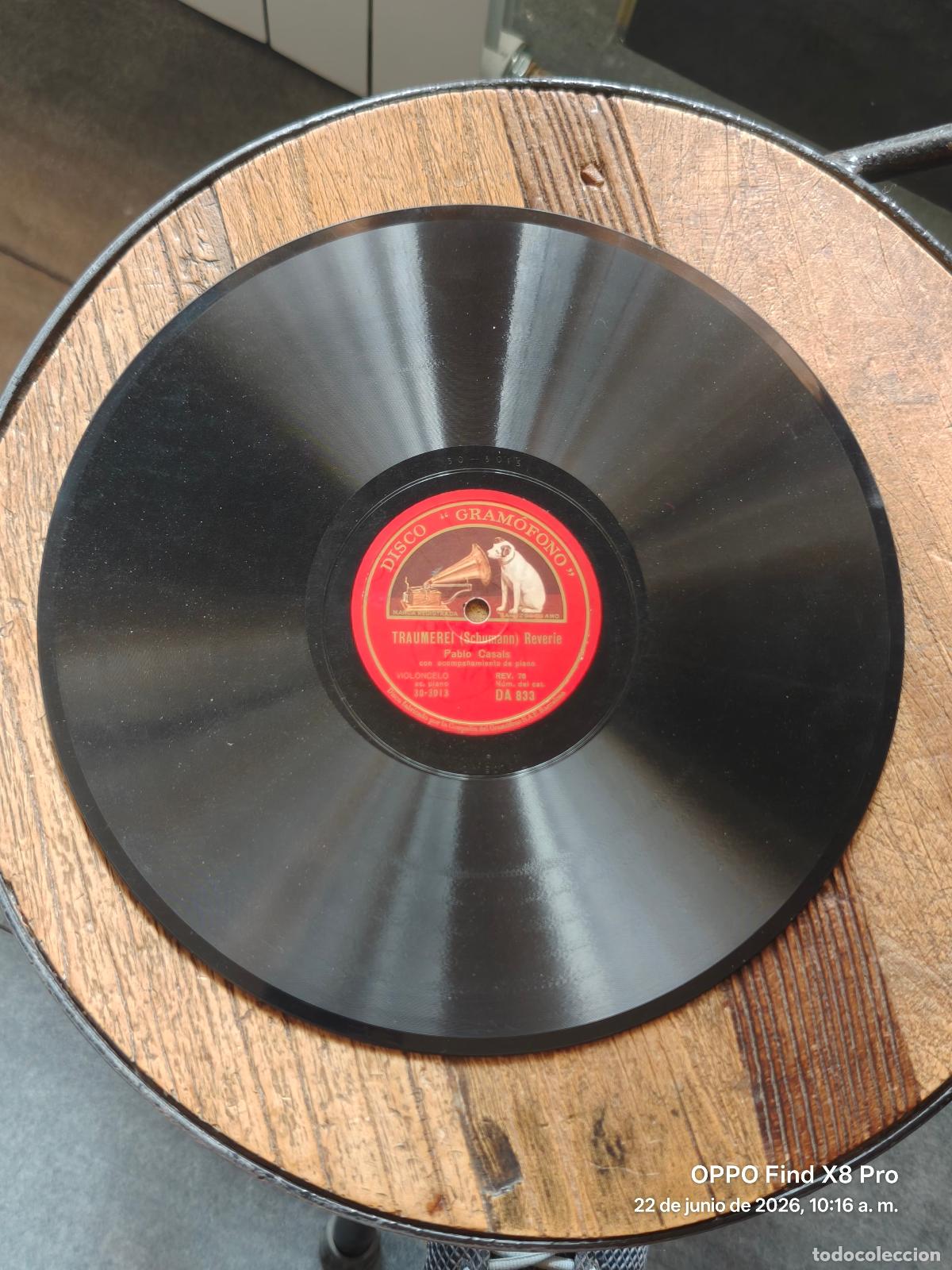 Discos de pizarra: Disco pizarra Traumerei Schumann / Melodia Rubinstein - Pablo Casals