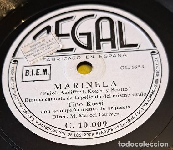 Dischi in gommalacca: Disco Pizarra 78rpm 10&rdquo;. Regal C 10.009. Tino Rosi. Marinela / Quiero a las mujeres