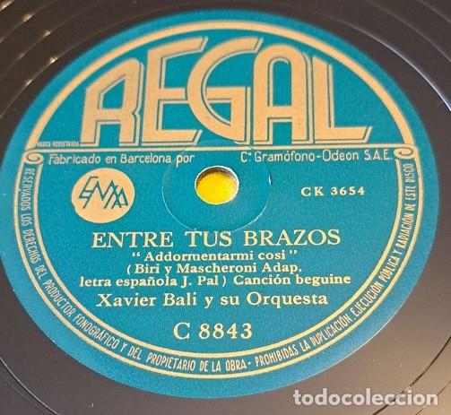 Dischi in gommalacca: Disco Pizarra 78rpm 10&rdquo;. Regal C 8843. Xavier Bali y su Orquesta. Entre tus brazos / Mi Aragon