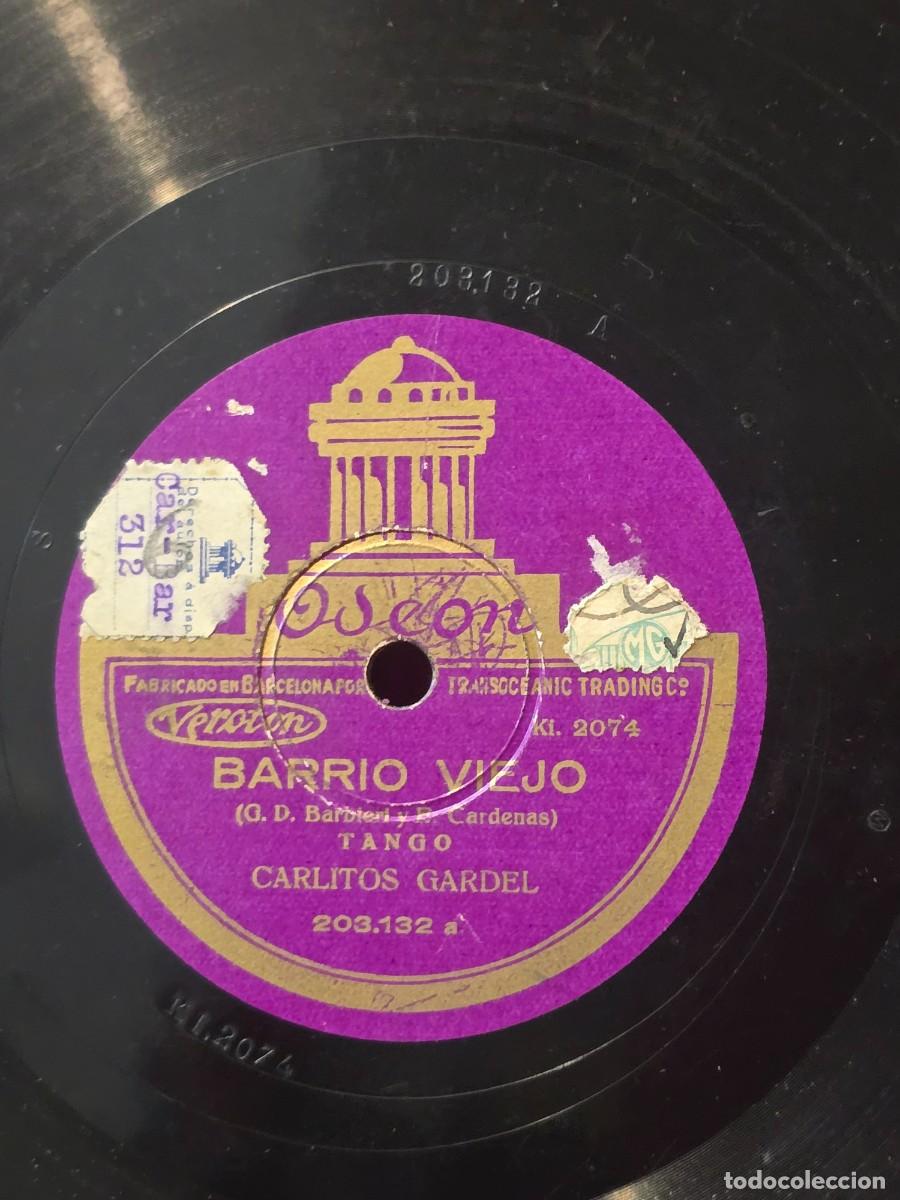 Discos para gramofone: DISCO DE PIZARRA : TANGO . LA MUCHACHA DEL CIRCO , BARTIO VIEJO. CARLITOS GARDEL.