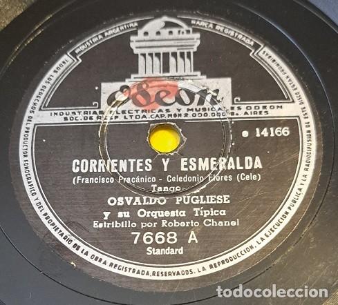 Shellac Records: Pizarra 78rpm 10&rdquo; Odeon 7668 A/B. Osvaldo Pugliese y su Orqta. Corrientes y Esmeralda / Adios Bardi