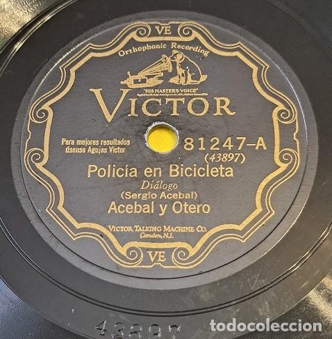 Shellac records: Pizarra 78rpm 10&rdquo; Victor 81247 A/B. Acebal y Otero. Policia en bicicleta / El tratado con Espa&ntilde;a