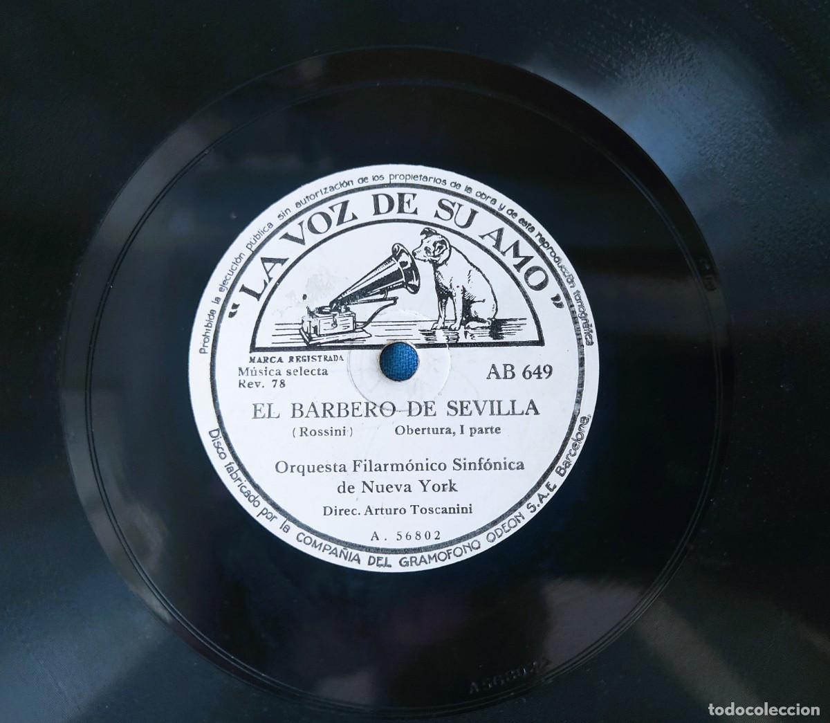 Discos de pizarra: DISCO DE PIZARRA EL BARBERO DE SEVILLA LA VOZ DE SU AMO