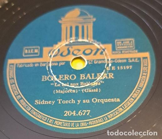 Discos de pizarra: Pizarra 78rpm 10&rdquo; Odeon 204.677. Sidney Torch y su Orquesta. Bolero Balear / Cancion del mar.