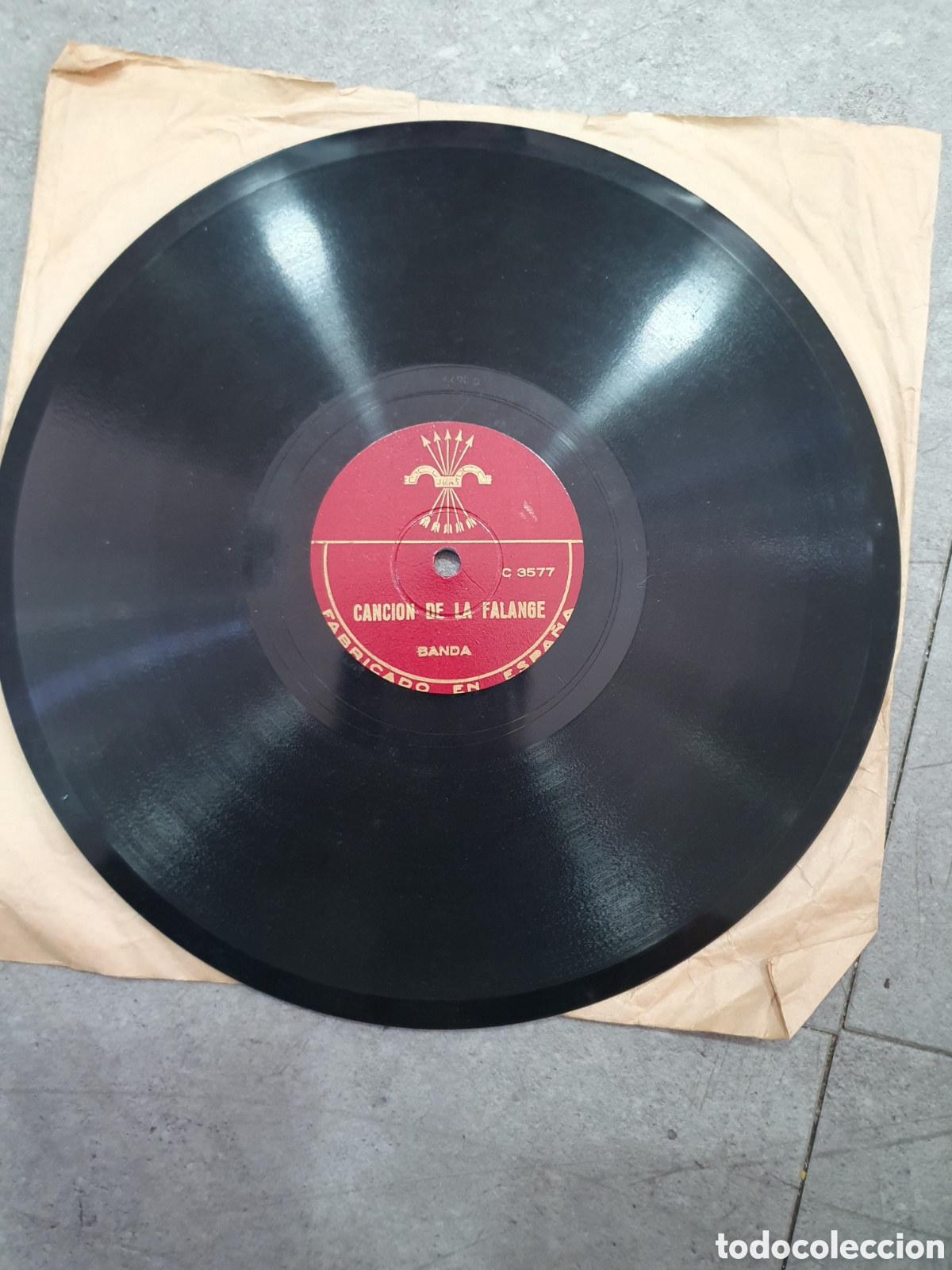 Discos de pizarra: Disco de pizarra. Canci&oacute;n de la Falange. - Foto 2