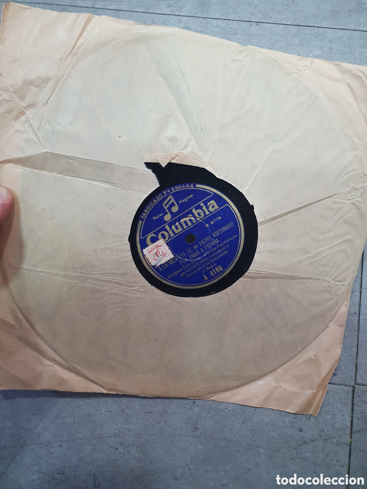 Schellackplatten: Enriqueta Calvo Sotelo. Guerra Civil. Disco de pizarra.