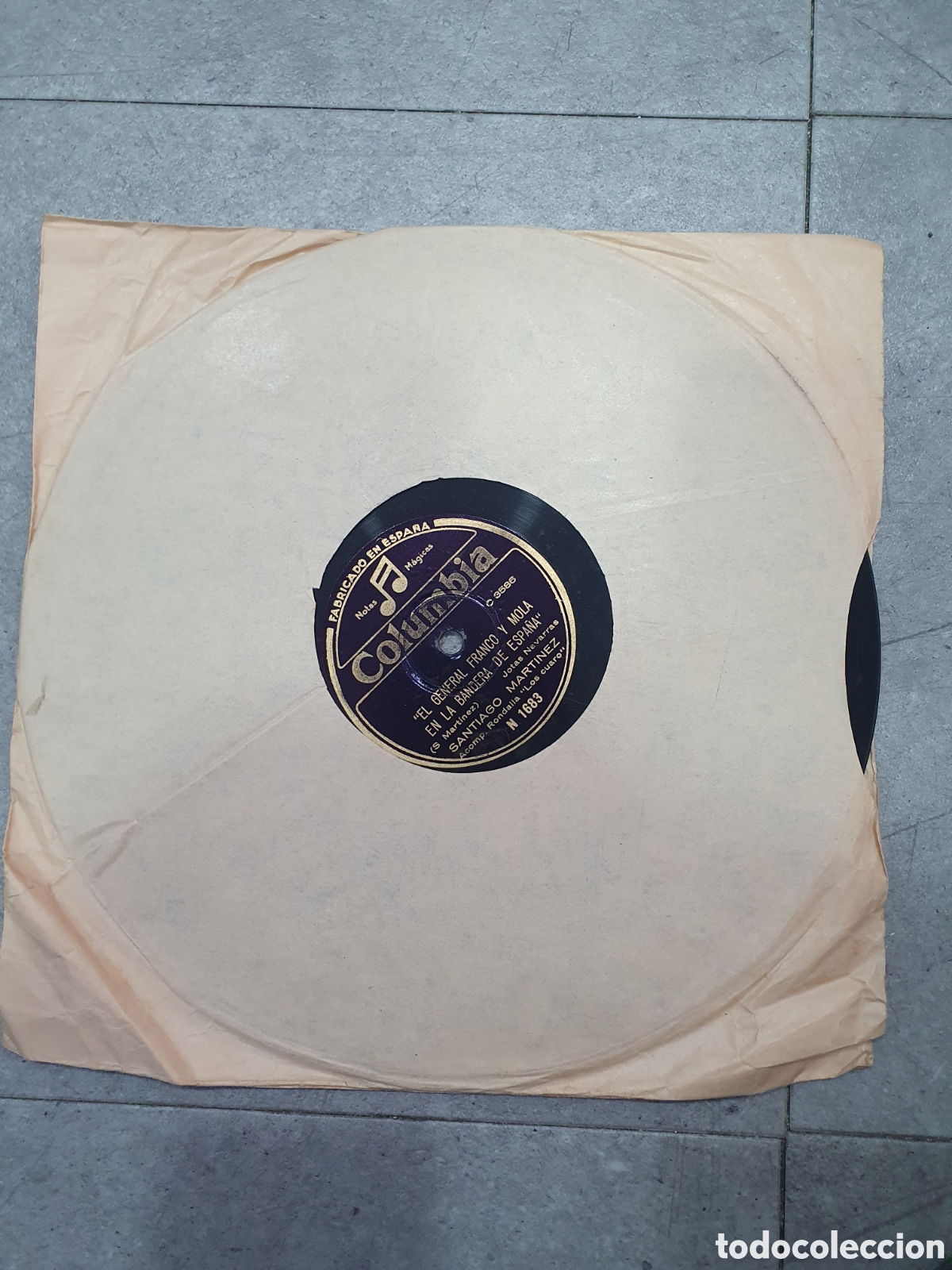 Schellackplatten: El general Franco y Mola/Franco se puso a la vela. Disco de pizarra. Guerra Civil.