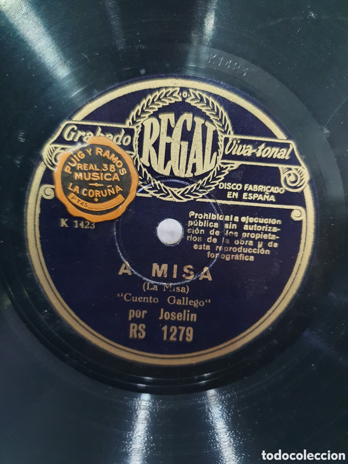 Discos de pizarra: Disco pizarra. Joselin. Cuento gallego. O Tabeiron y A Misa. - Foto 1
