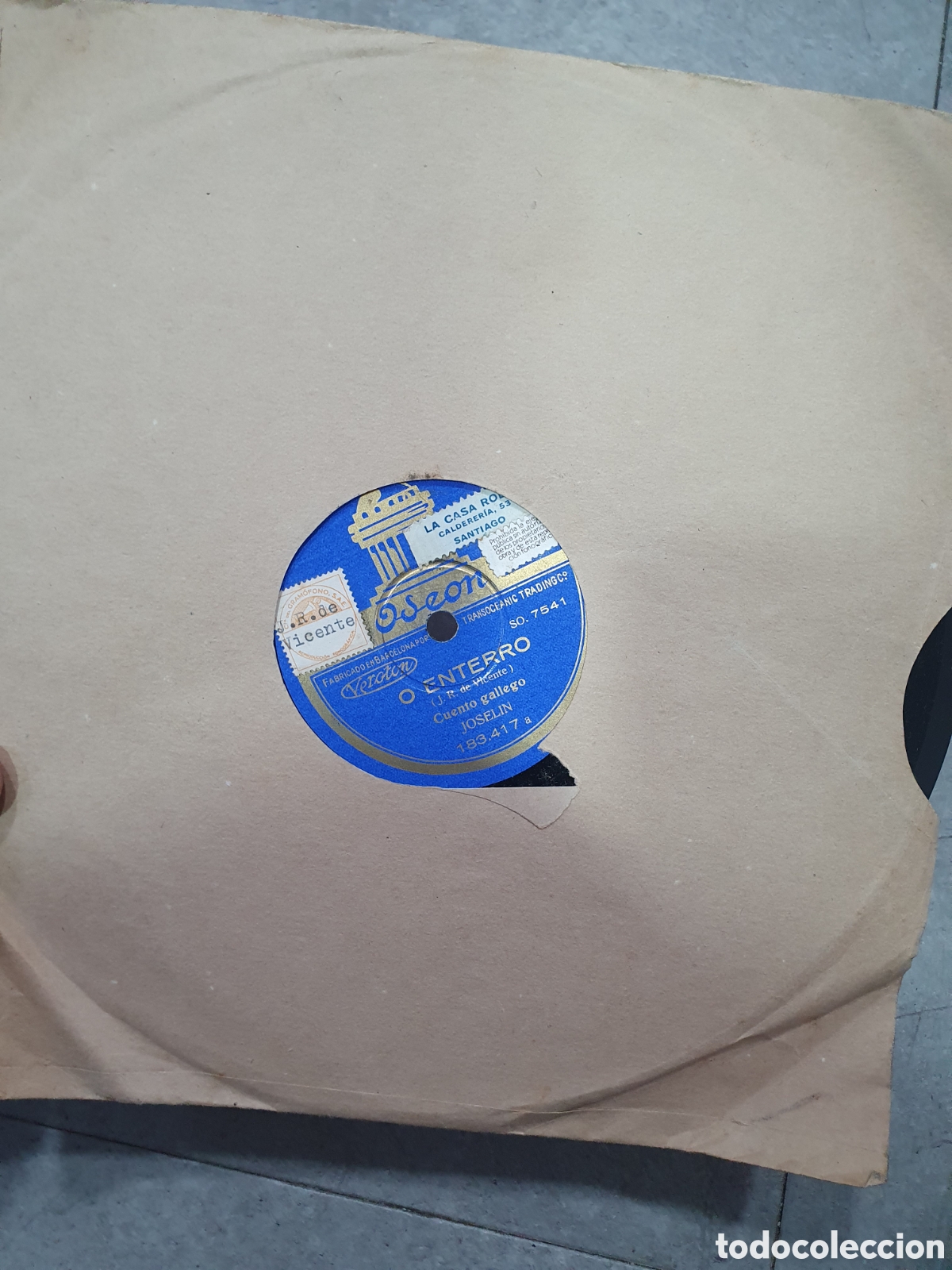 Schellackplatten: Disco pizarra. Joselin. Cuento gallego. O enterro / o m&eacute;dico.