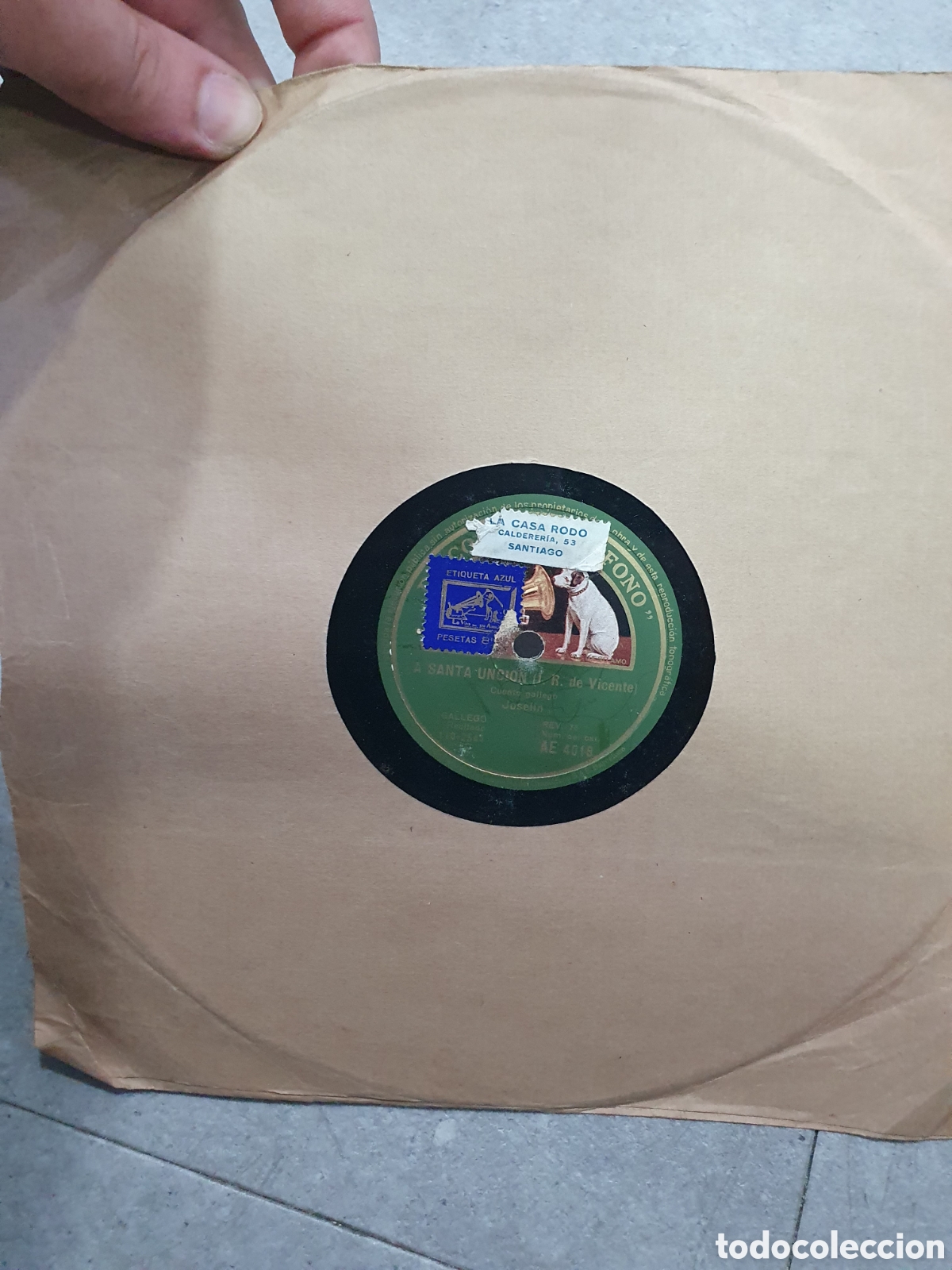 Schellackplatten: Disco pizarra. Joselin. Cuento gallego. A Santa Uncion