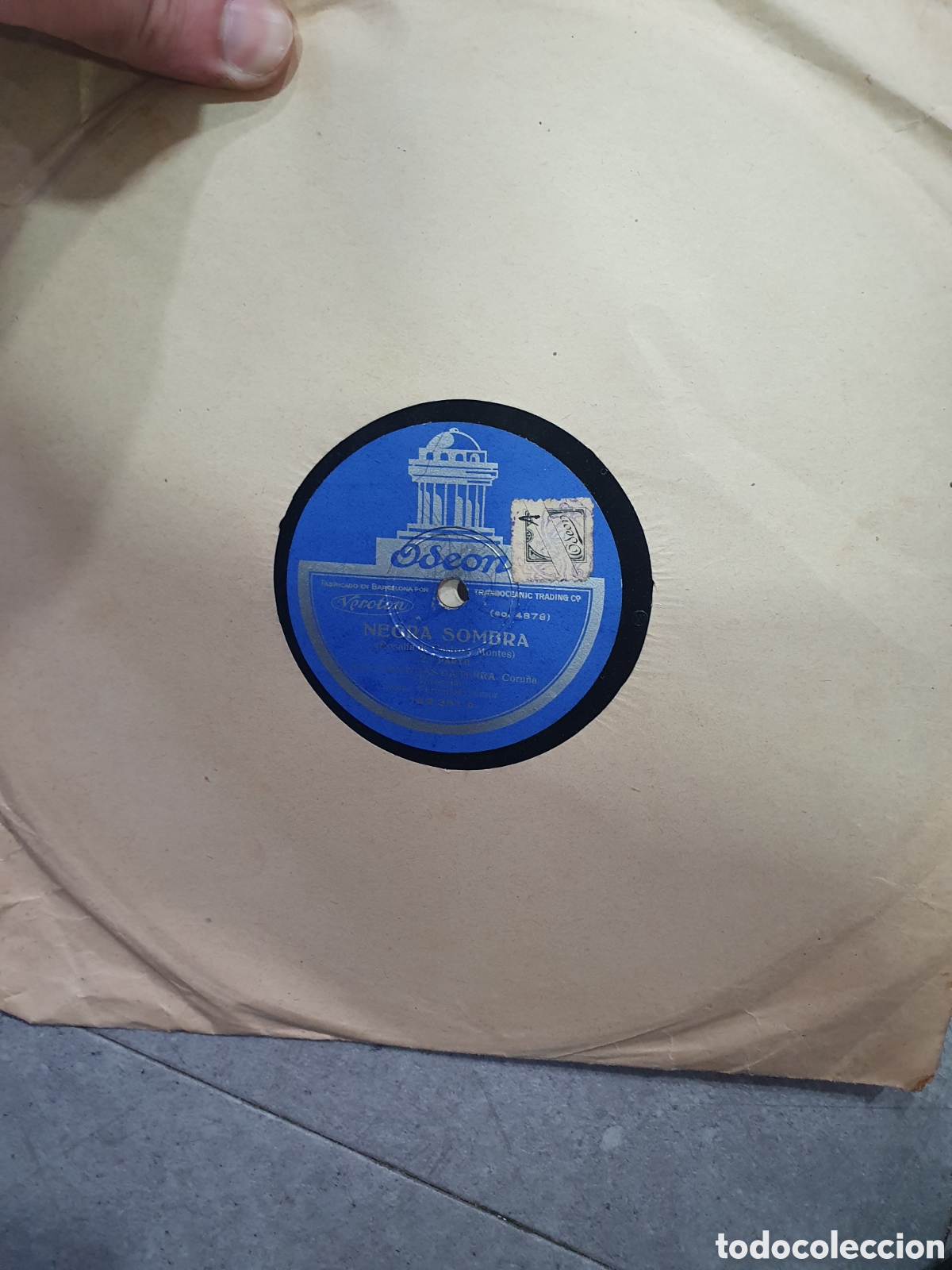 Shellac records: Negra Sombra. Rosalia de Castro. Cantigas da Terra. Disco de pizarra.