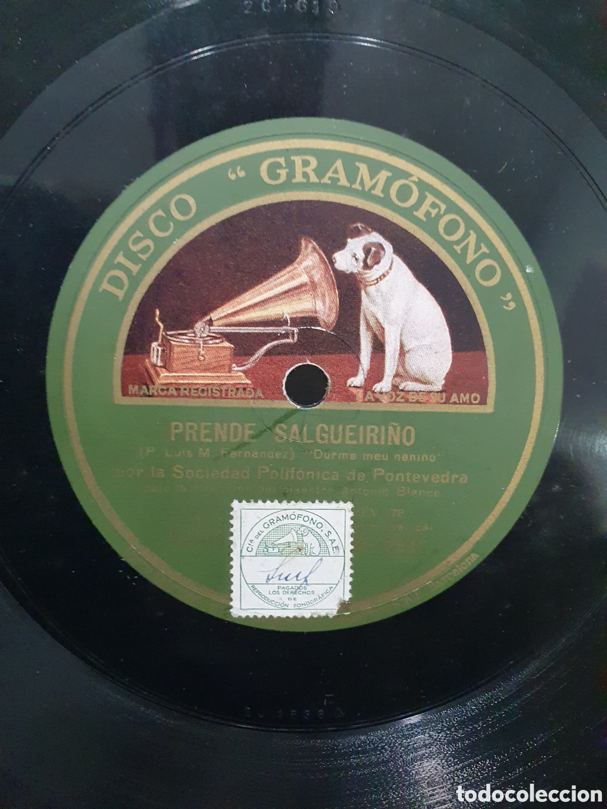 Shellac records: Prende Salgueiri&ntilde;o. M&uacute;sica gallega. Disco pizarra.