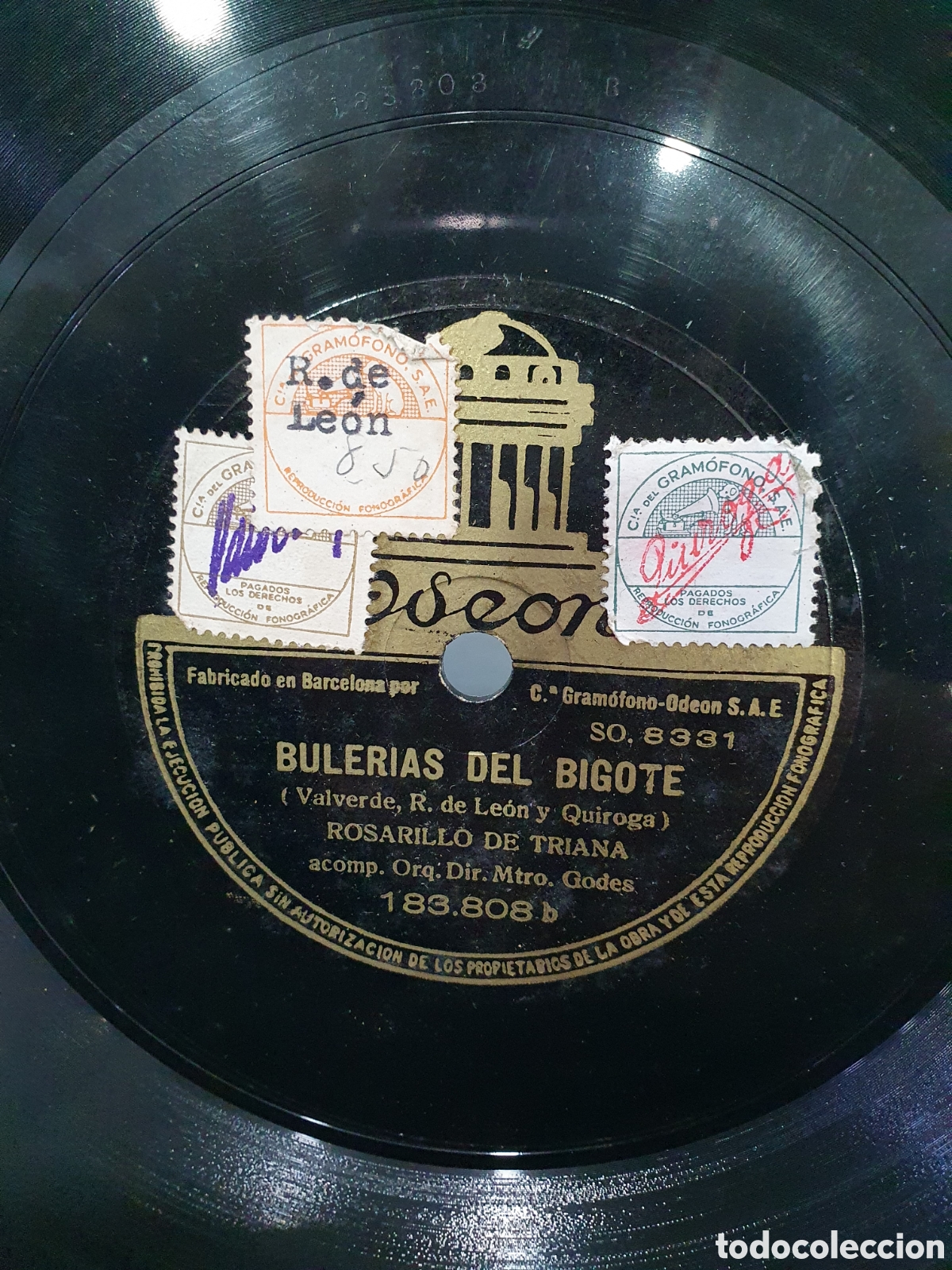 Discos de pizarra: Rosio y Bulerias del Bigote. Disco de pizarra. - Foto 2
