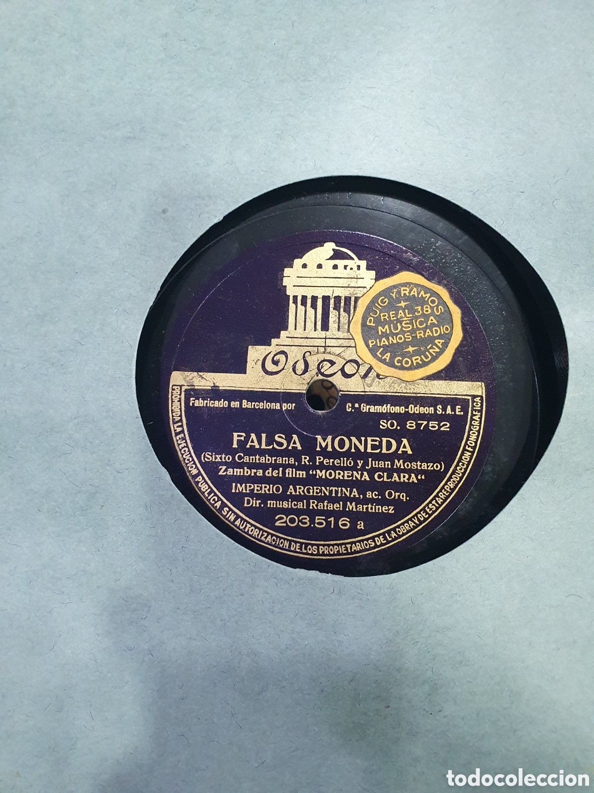 Discos de pizarra: Falsa moneda y Maria del Carmen. Disco de pizarra. - Foto 2