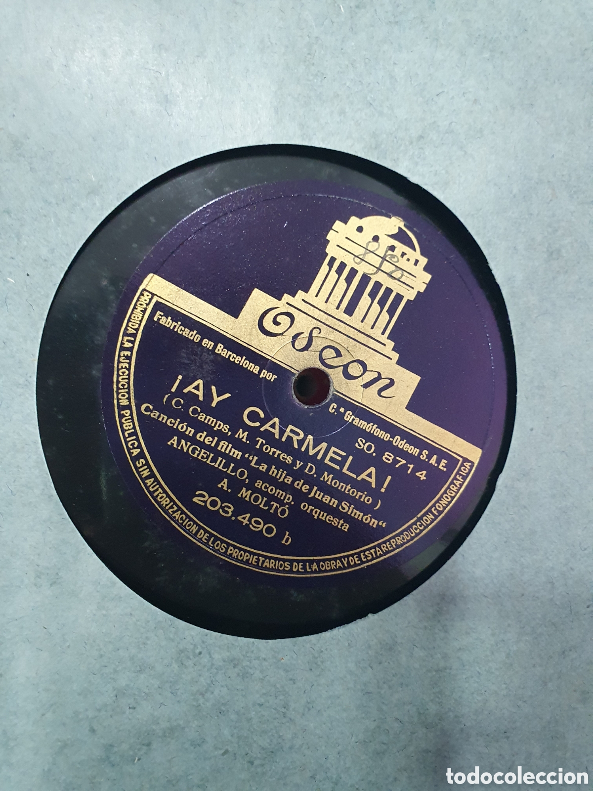 Discos de pizarra: Ay Carmela y Soy un pobre presidiario. Disco de pizarra.