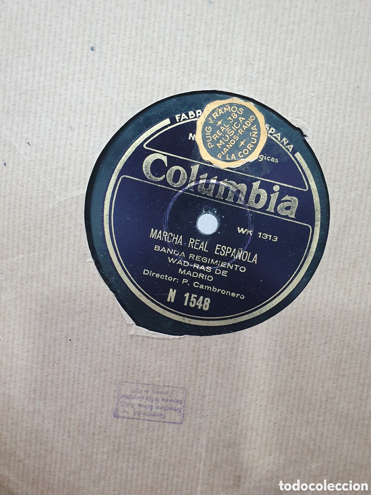 Discos de pizarra: Marcha Real espa&ntilde;ola y paso de infante. Disco de pizarra