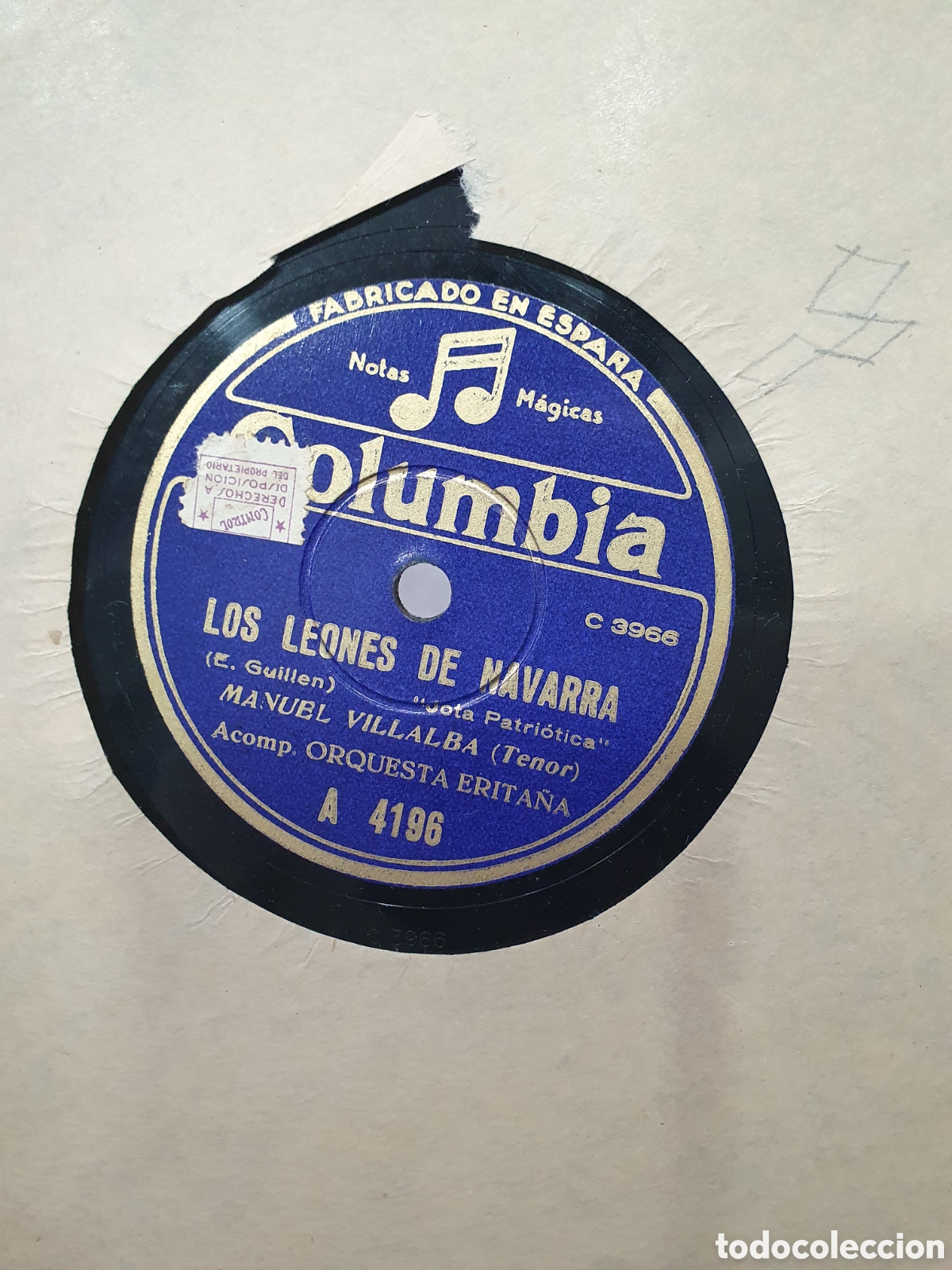 Discos de pizarra: Los leones de Navarra y El Valiente Requete. Disco de pizarra.