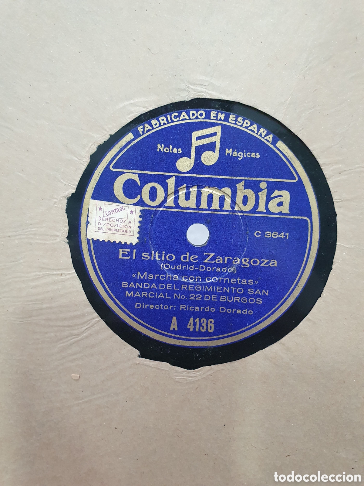Discos de pizarra: El Sitio de Zaragoza e himno de la JAP. Disco de pizarra Guerra Civil.