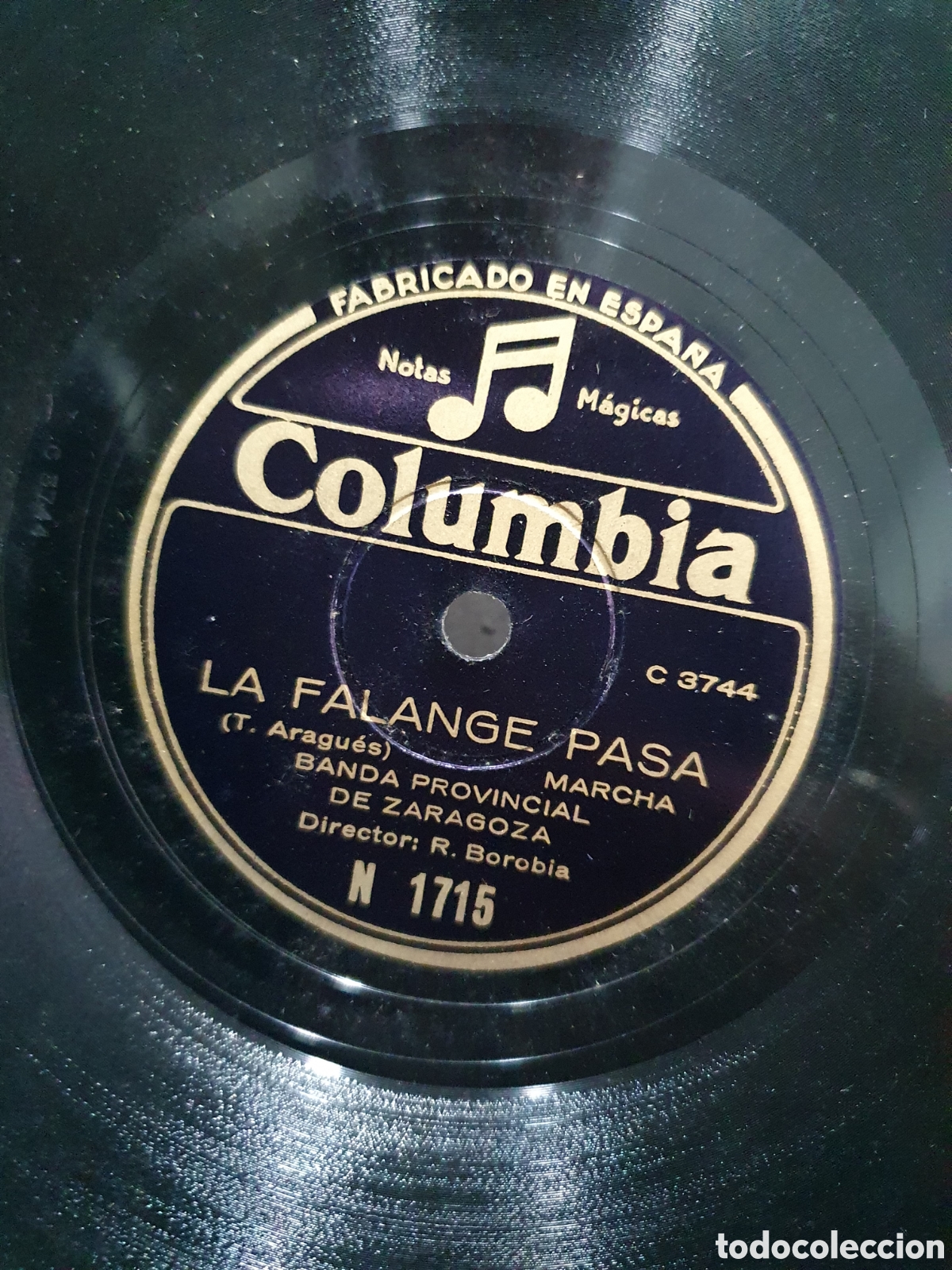 Discos de pizarra: La Falange pasa y Por Dios y por Espa&ntilde;a. Disco de pizarra Guerra Civil.
