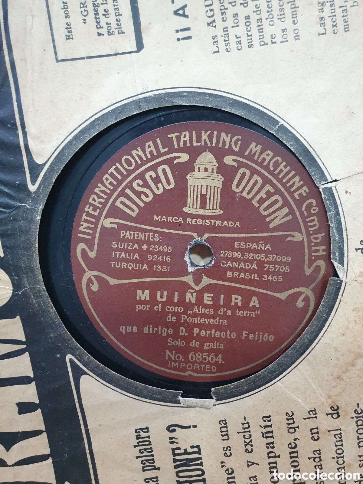 Discos de pizarra: Mui&ntilde;eira y Alala n&deg;1. Aires da terra de Pontevedra. Disco de pizarra.