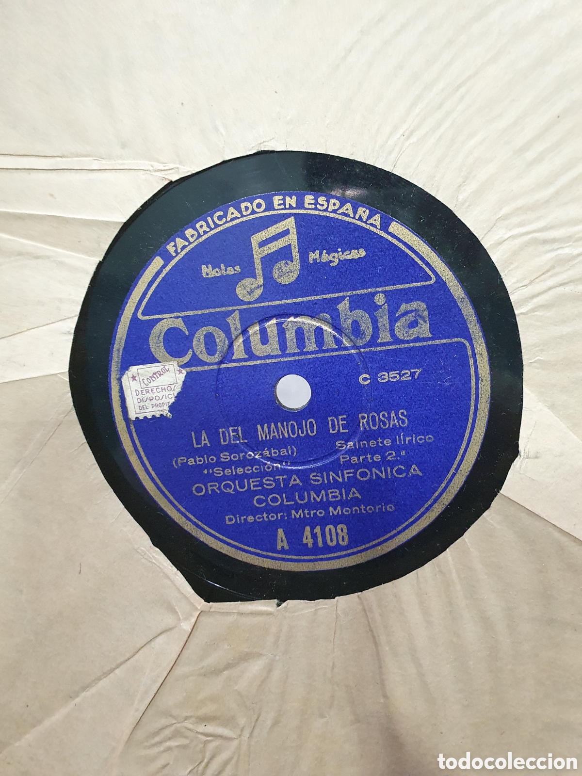 Discos para gramofone: La del manojo de rosas. Disco de pizarra