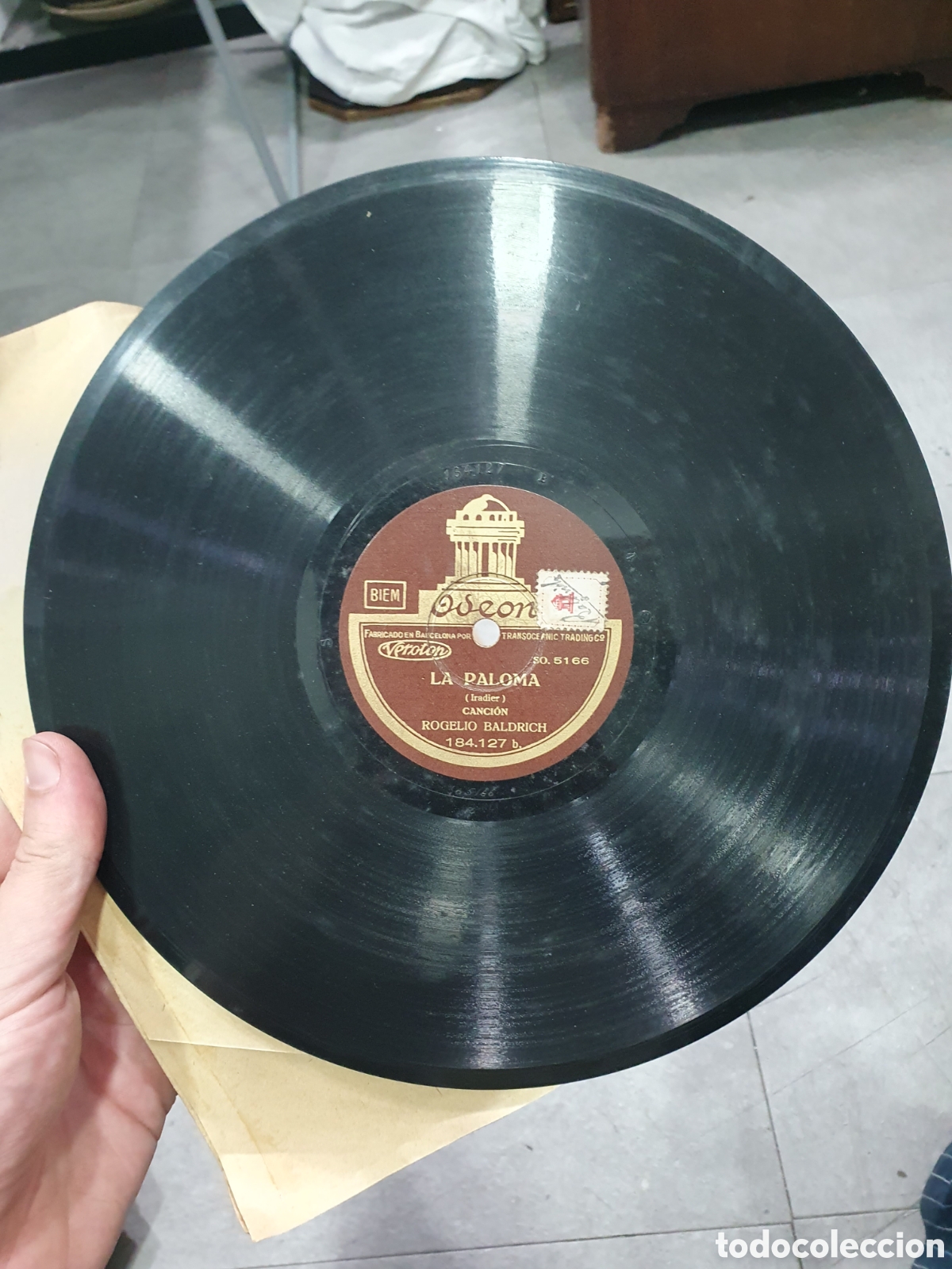 Discos de pizarra: Los ojos negros y La Paloma. Disco de pizarra. - Foto 2