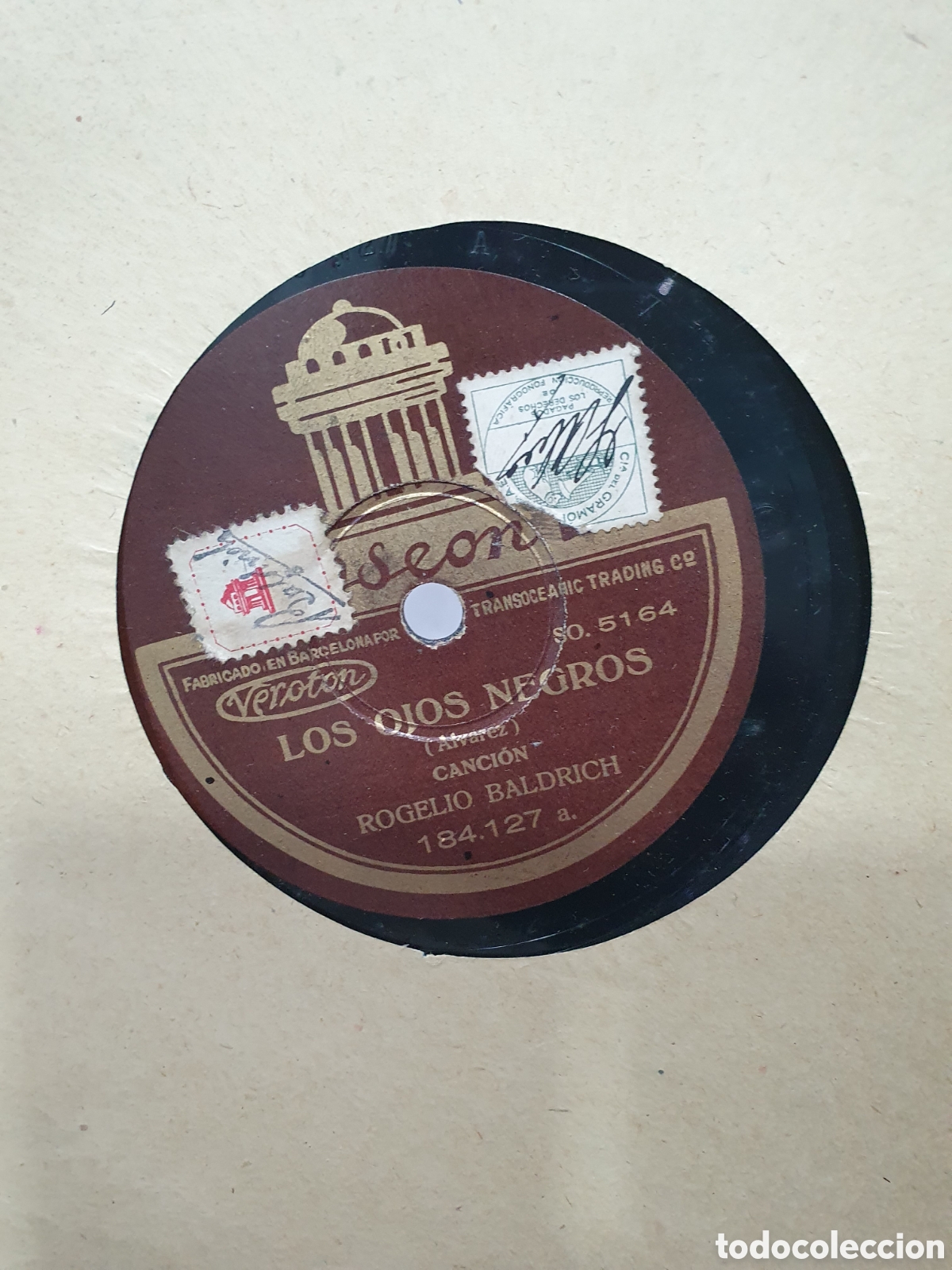 Shellac Records: Los ojos negros y La Paloma. Disco de pizarra.