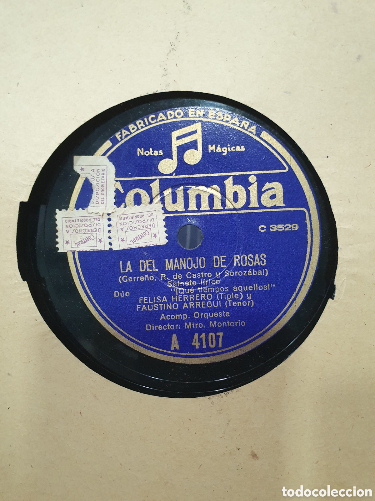 Discos de pizarra: Disco de pizarra. La del manojo de rosas. - Foto 2
